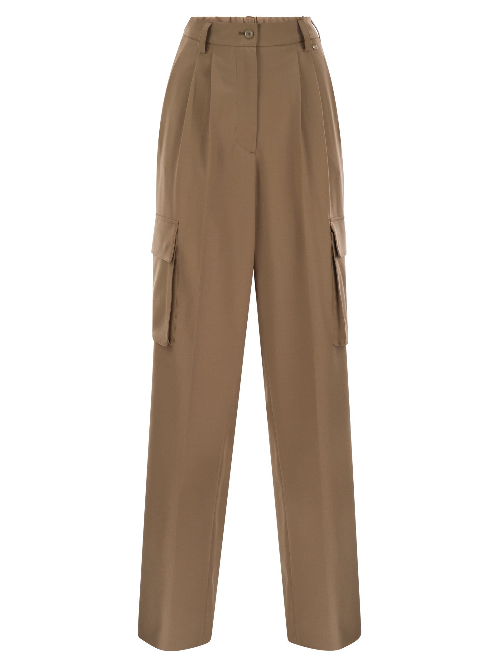 Shop Herno Soft Wool Cargo Pants In Cammello