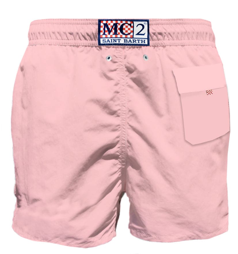 Shop Mc2 Saint Barth Pink Man Swim Shorts With Pocket