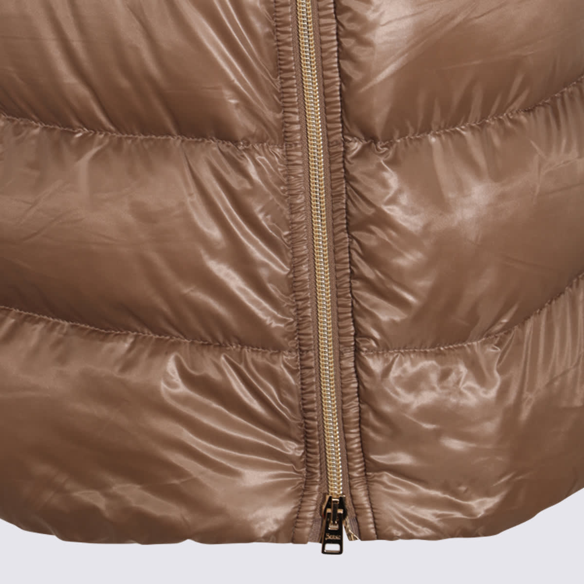 Herno Quilted Zip-up Coat In Brown