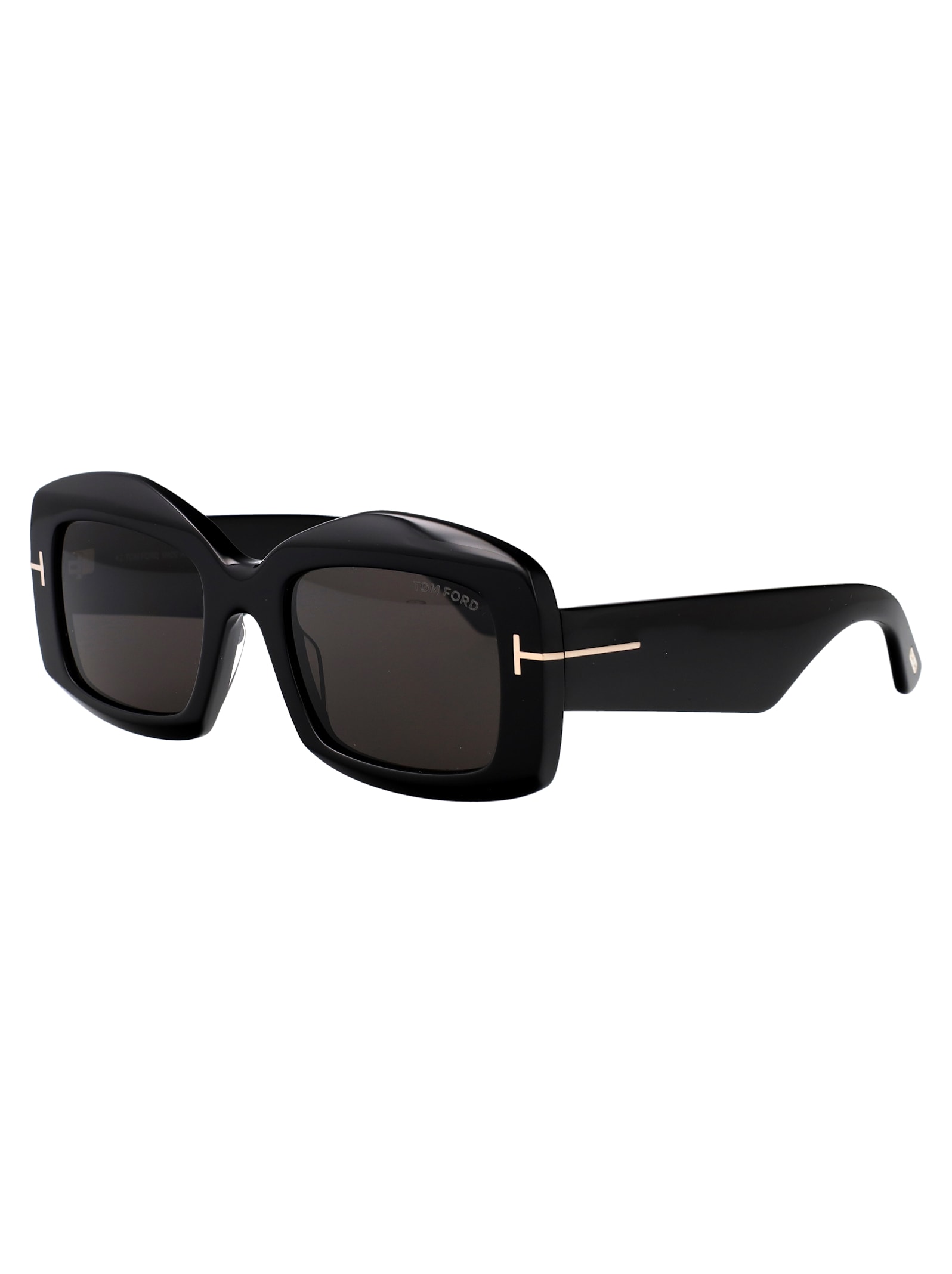 Tom Ford Eyewear Rectangle-frame Sunglasses In Nero Lucido / Fumo