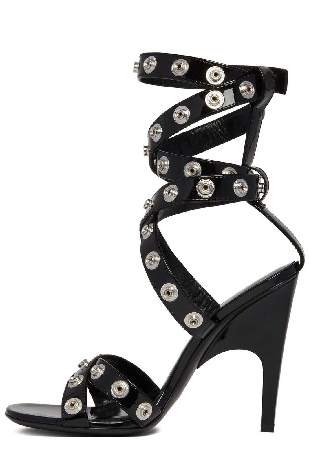 Shop Attico Cosmo Double Ankle Strap Press-stud Detailed Sandals In Black