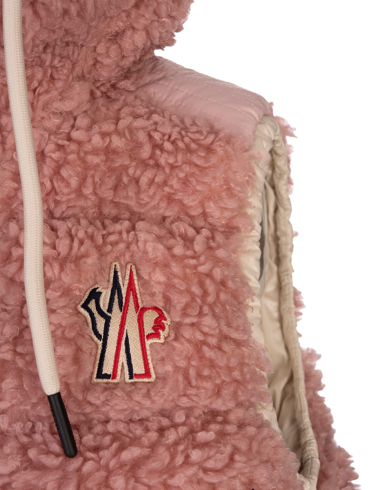 Shop Moncler Pink Teddy Padded Gilet