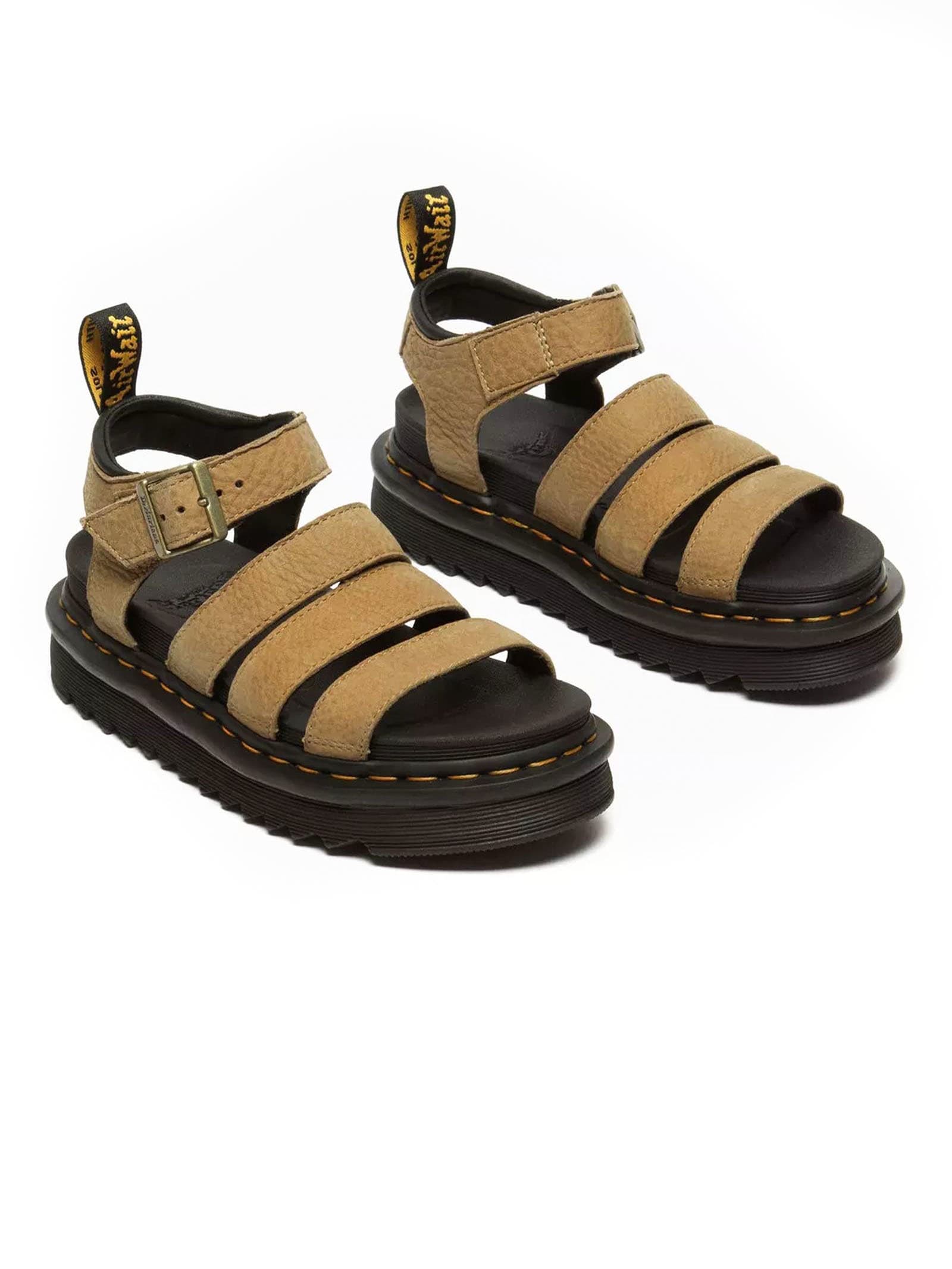 Shop Dr. Martens' Savannah Tan Tumbled Nubuck Blaire Sandals In Brown