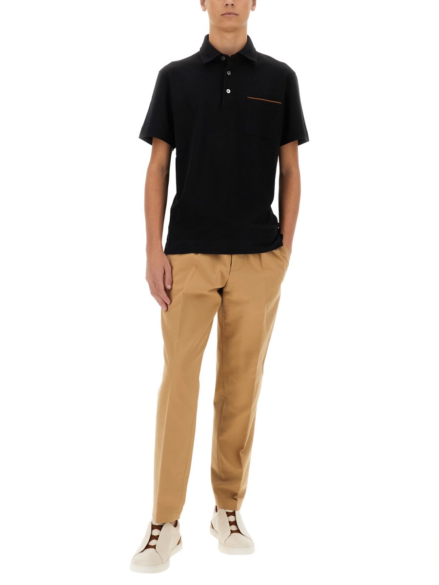 Shop Zegna Cotton Polo In Black