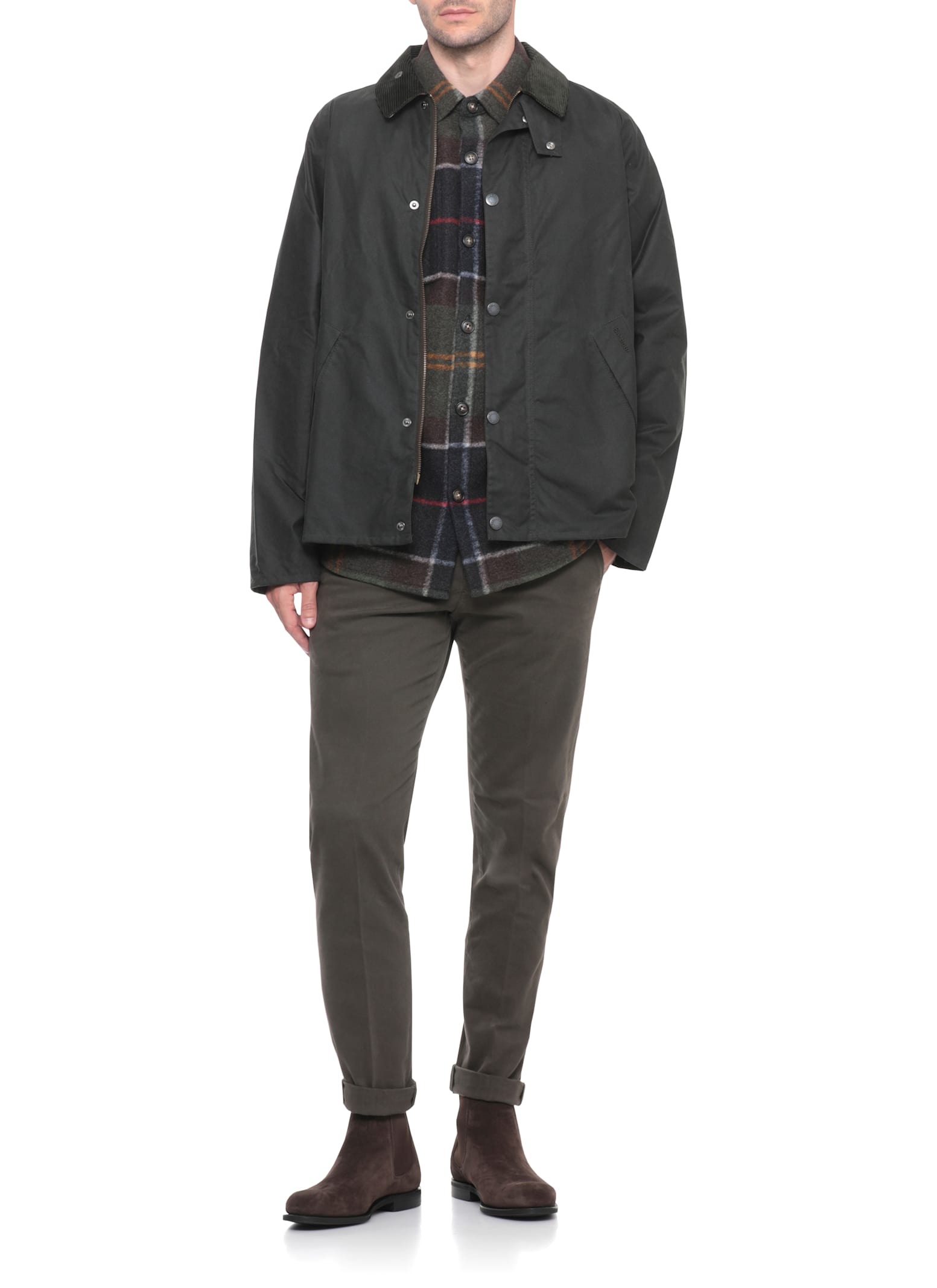 Barbour Chapter Tailored Fit Plaid Fleece Button-up Shirt Jacket In Green