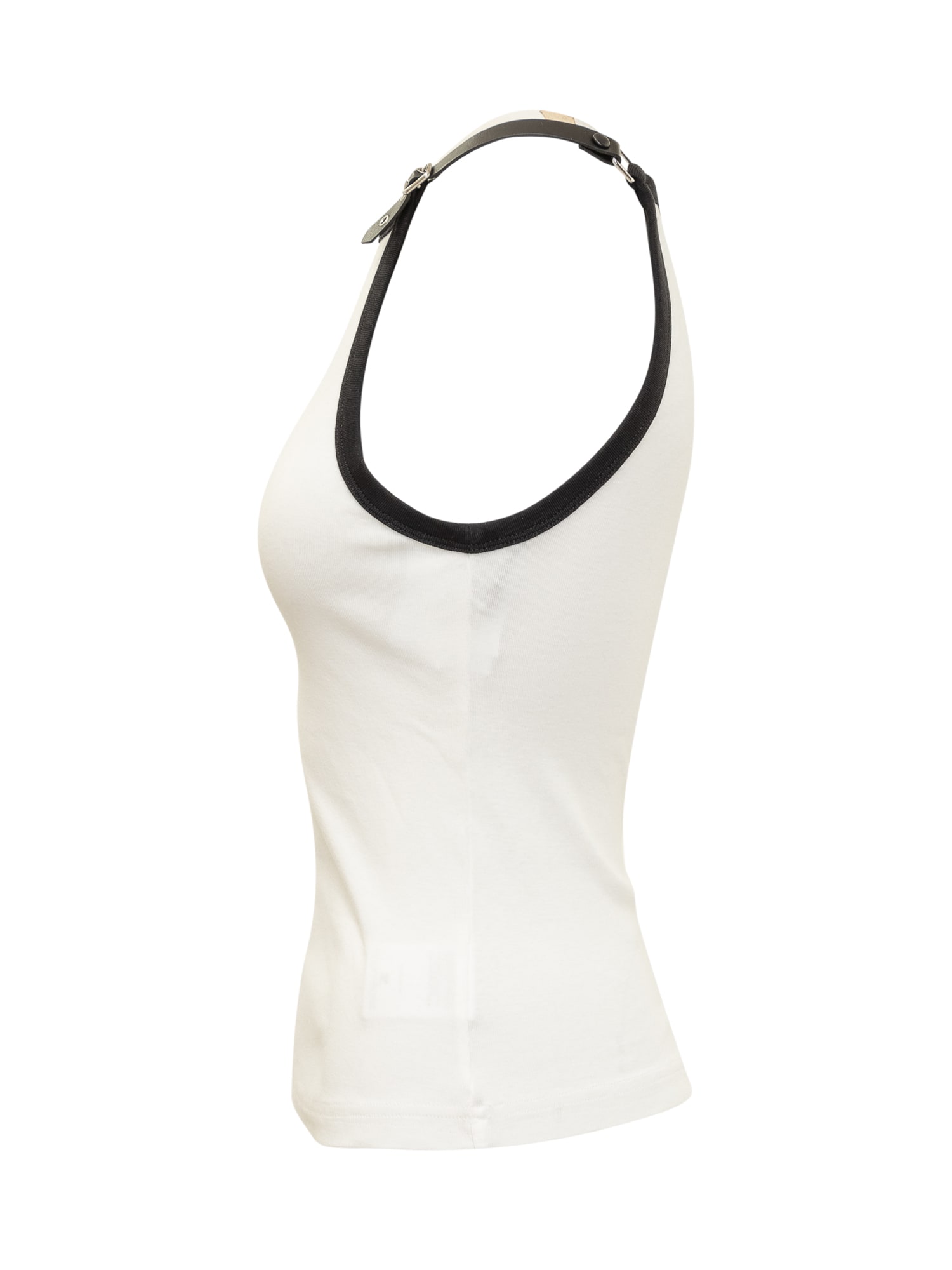 Shop Courrèges Buckl Tank Top In Heritage White/black