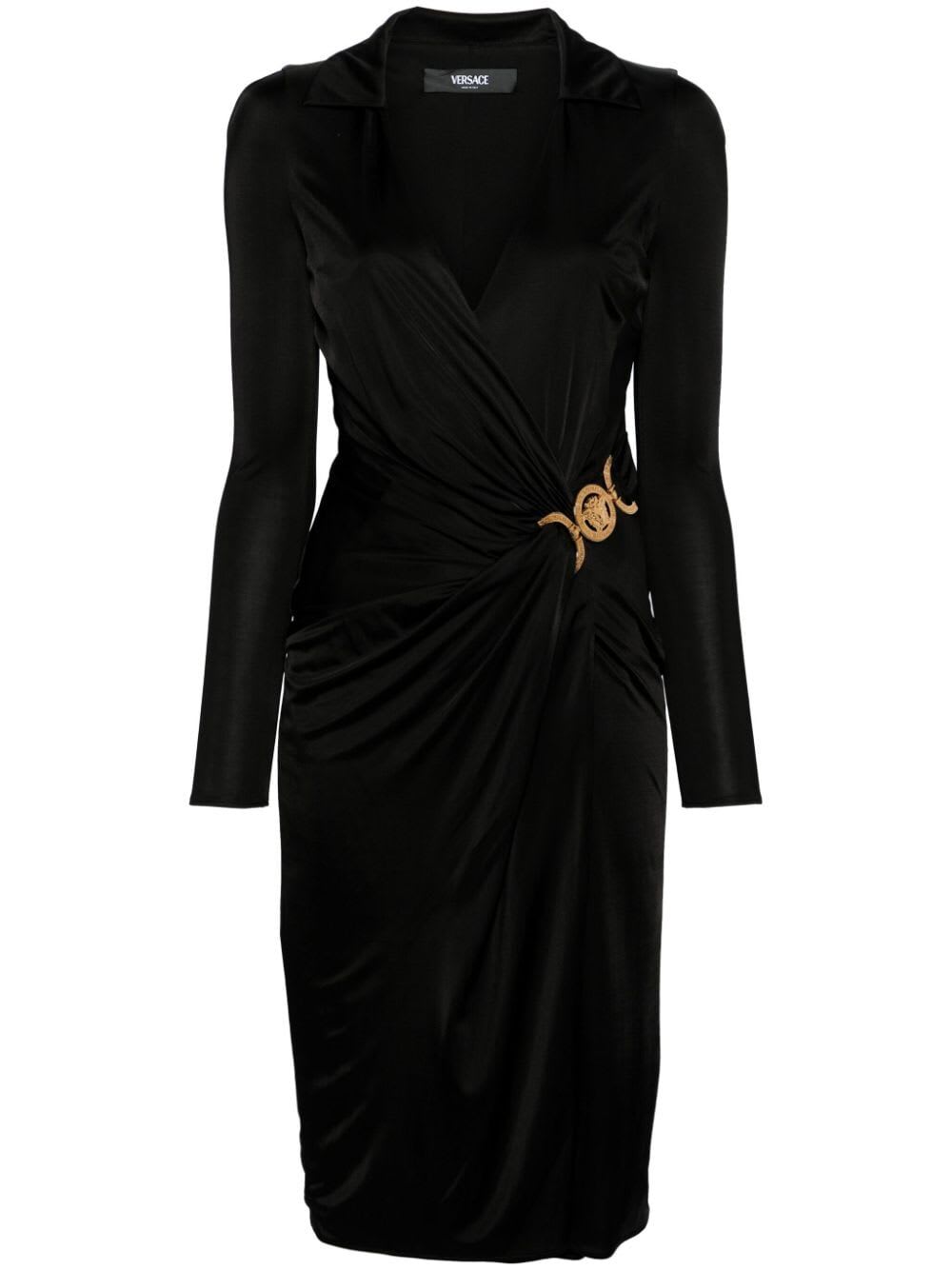 Shop Versace Dress Stretch Crepe Jersey In Black