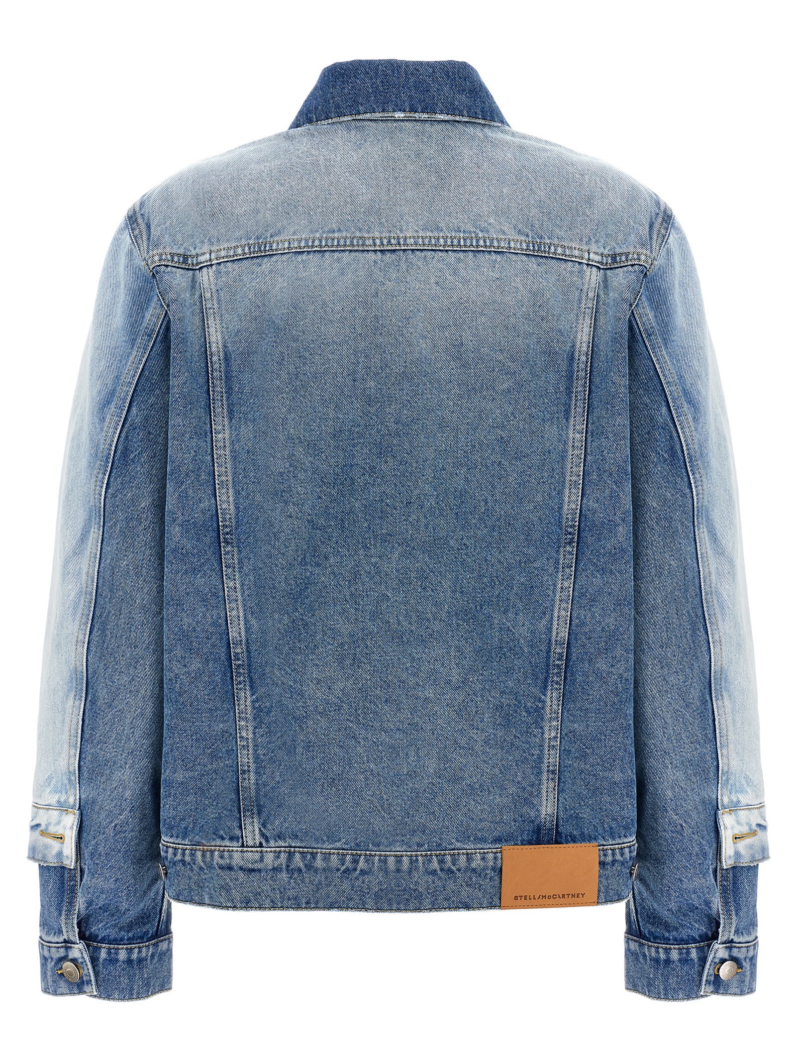 Stella Mccartney Layered Denim Jacket With Chest Pockets In Light Blue