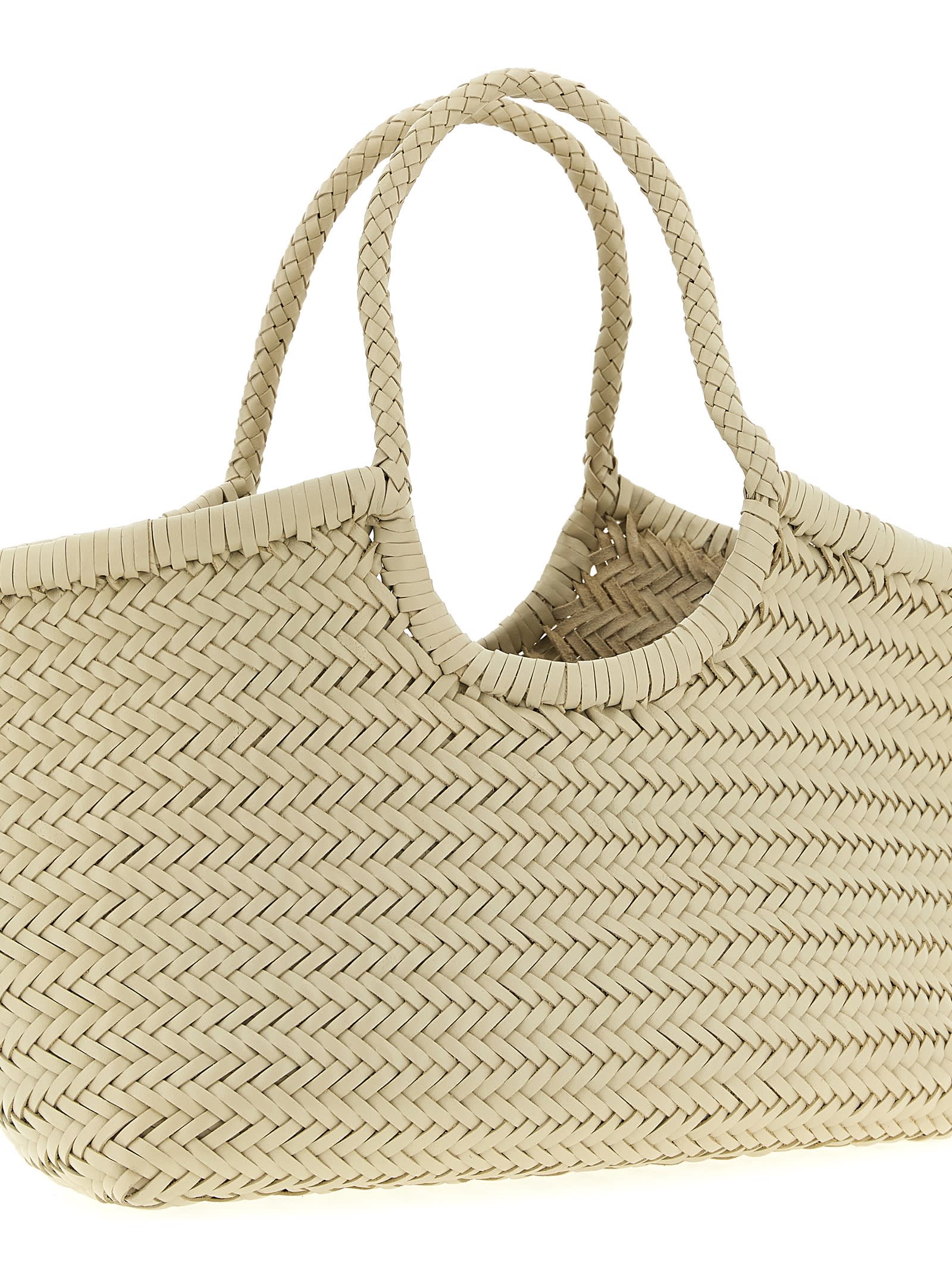 Dragon Diffusion Large Woven Shoulder Bag With Dual Handles In Gray