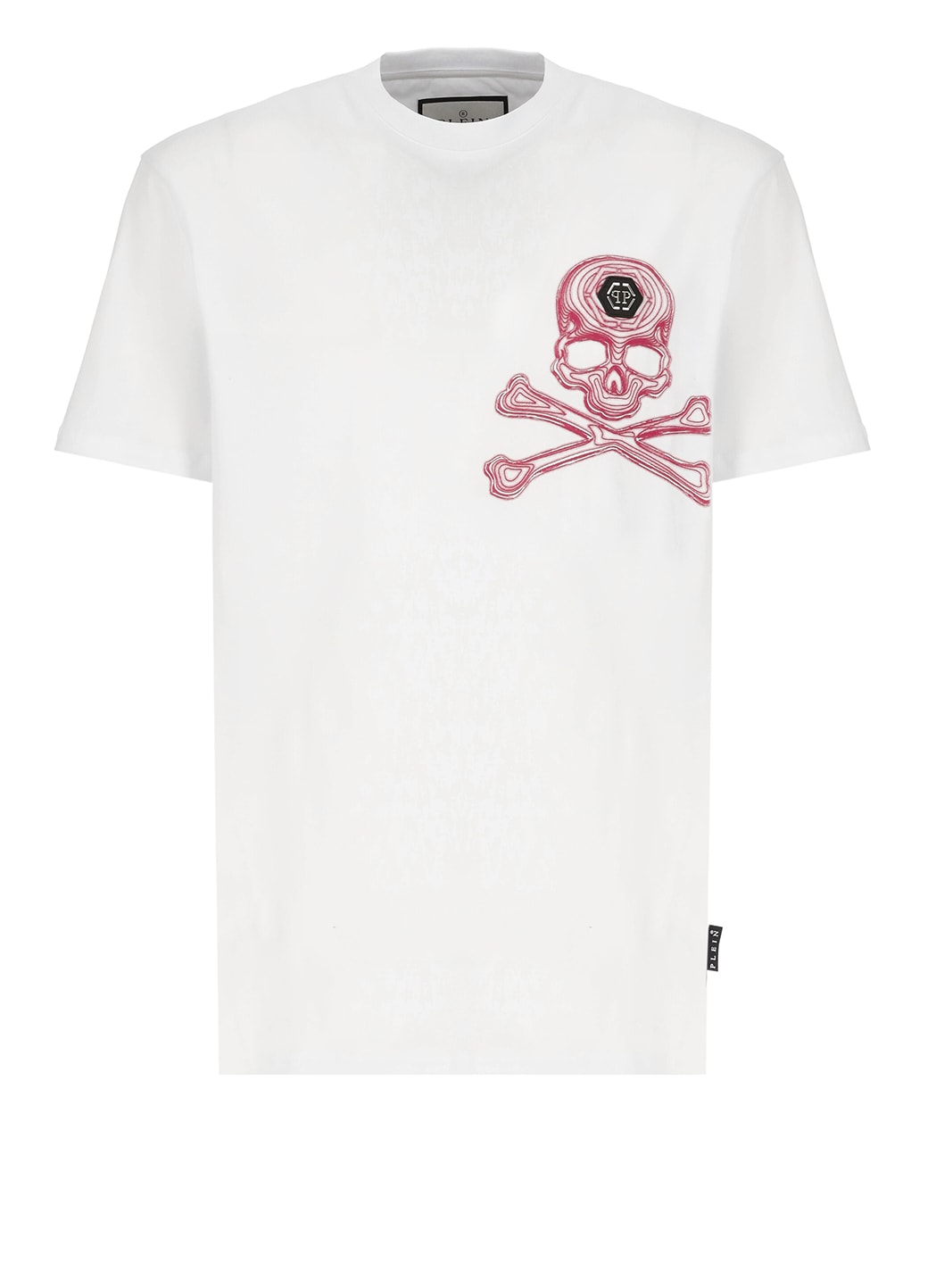 Shop Philipp Plein Round Neck Ss Skull&bones T-shirt In White