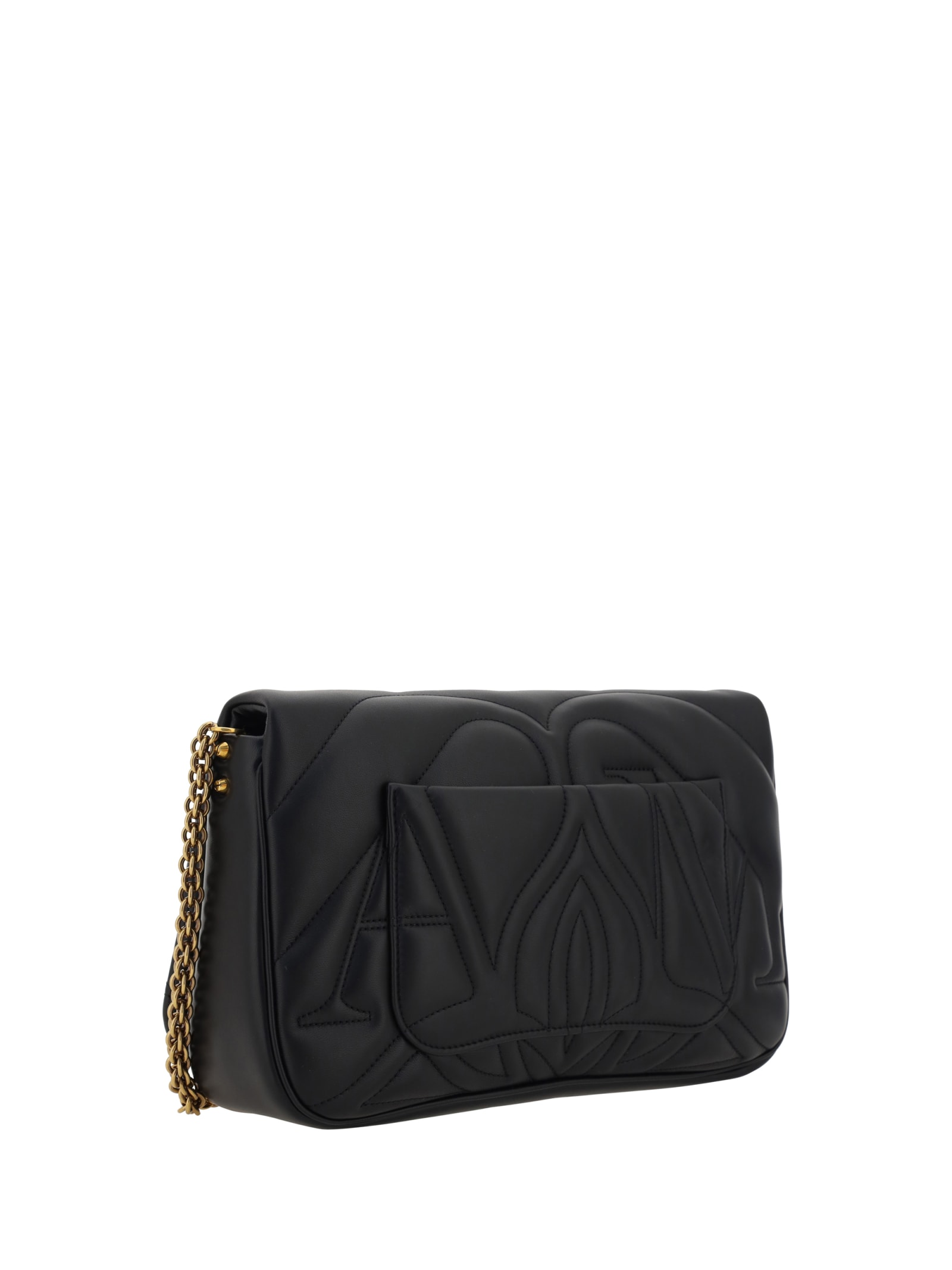 Alexander Mcqueen Alexander Mc Queen Seal Logo Small Leather Crossbody Bag In Nero