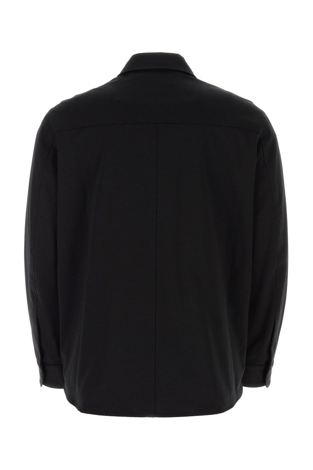 Shop Dolce & Gabbana Logo-plaque Concealed Fastened Overshirt In Nero