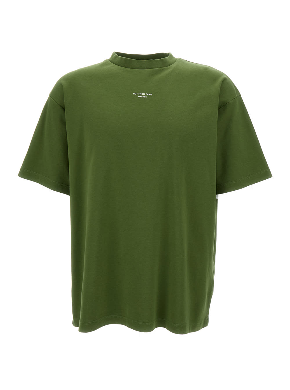 Shop Drôle De Monsieur Green T-shirt With Slogan Print At The Front In Cotton Man