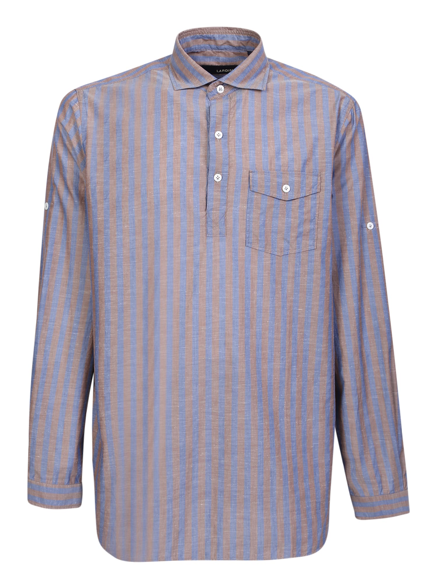 Shop Lardini Striped Shirt In Brown