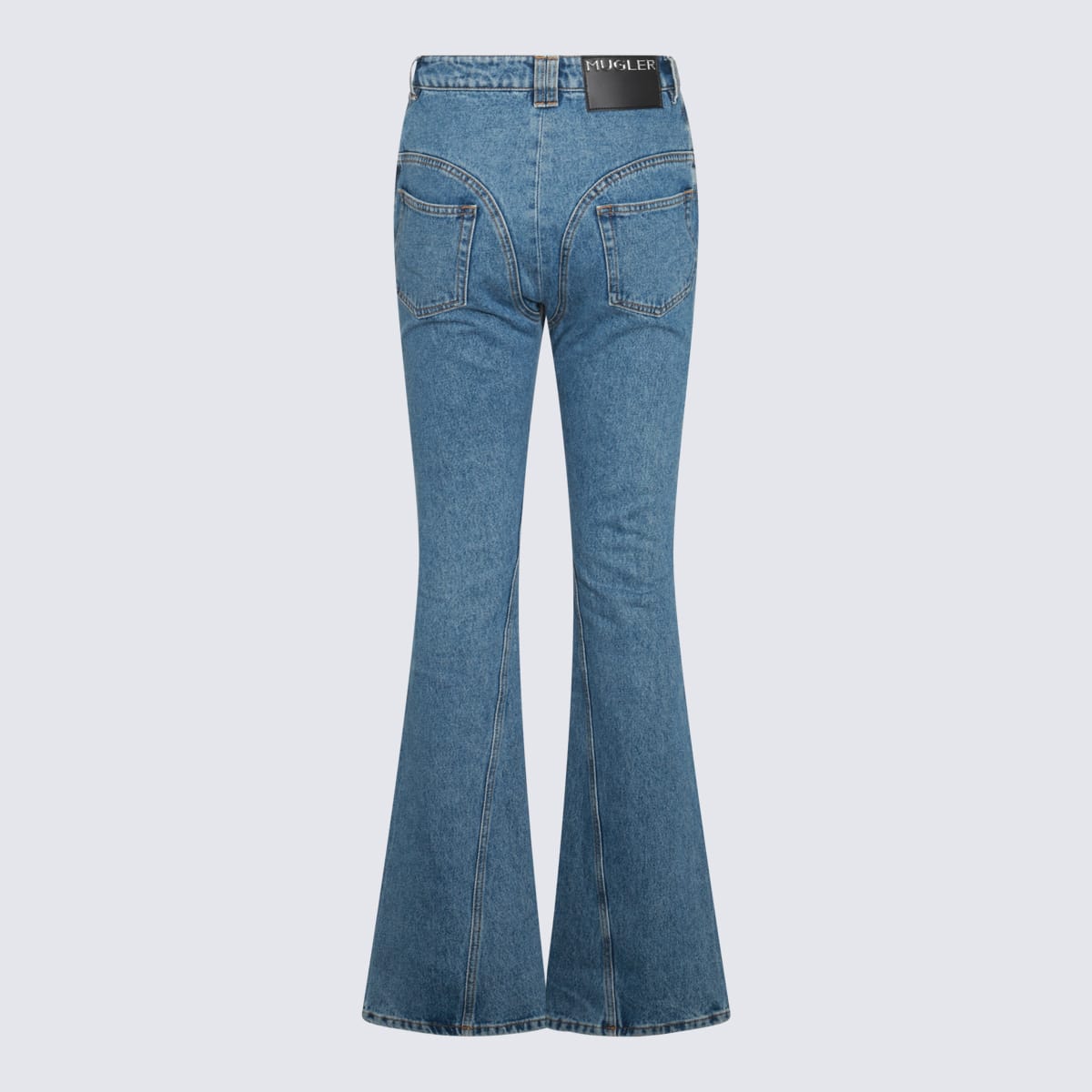 Shop Mugler Blue Denim Cotton Jeans In Tokyo Dark Blue