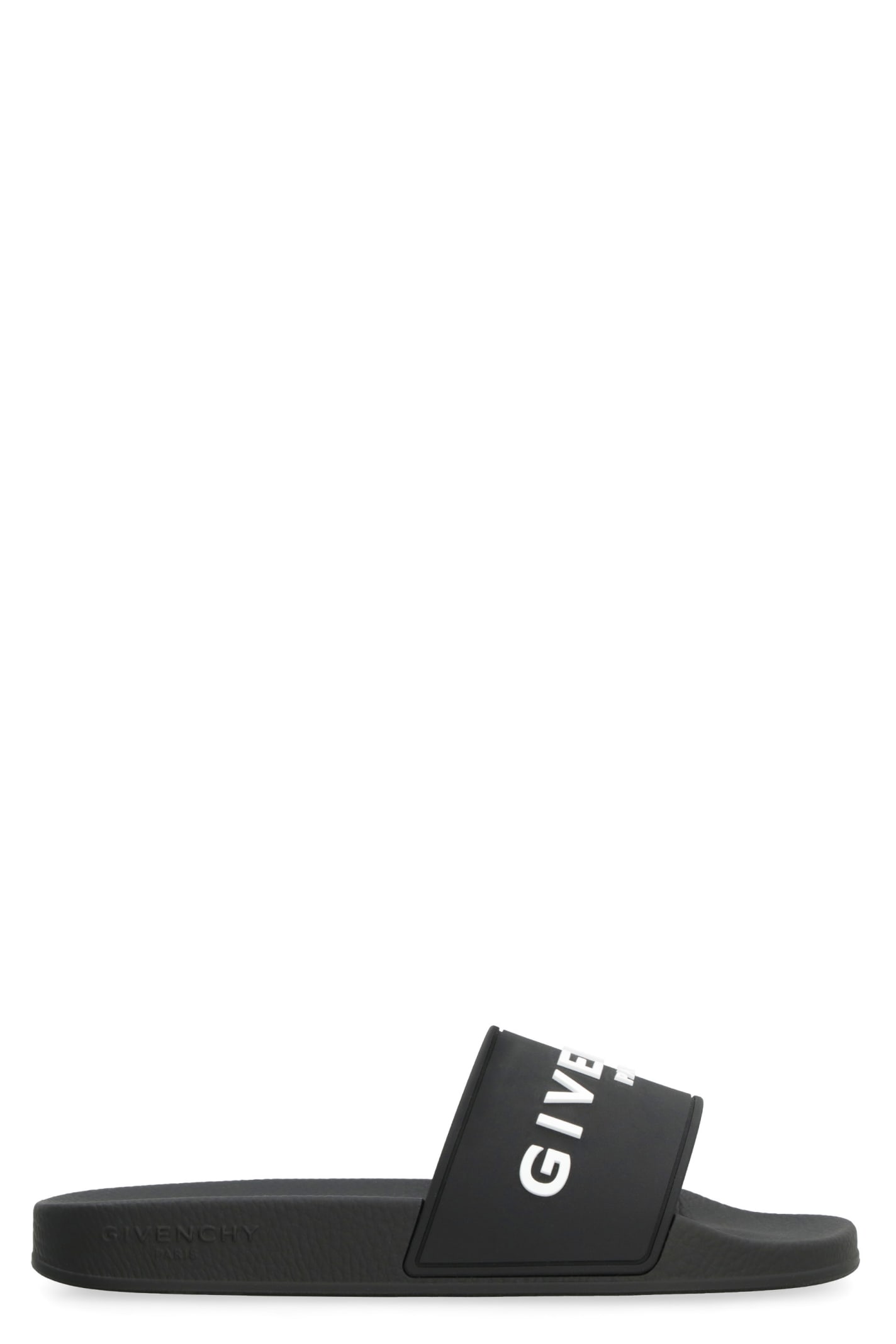 Shop Givenchy Logo Detail Rubber Slides In Black