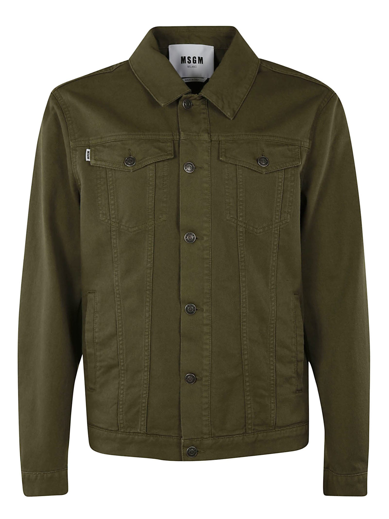 Msgm Classic Buttoned Jacket In Military Green