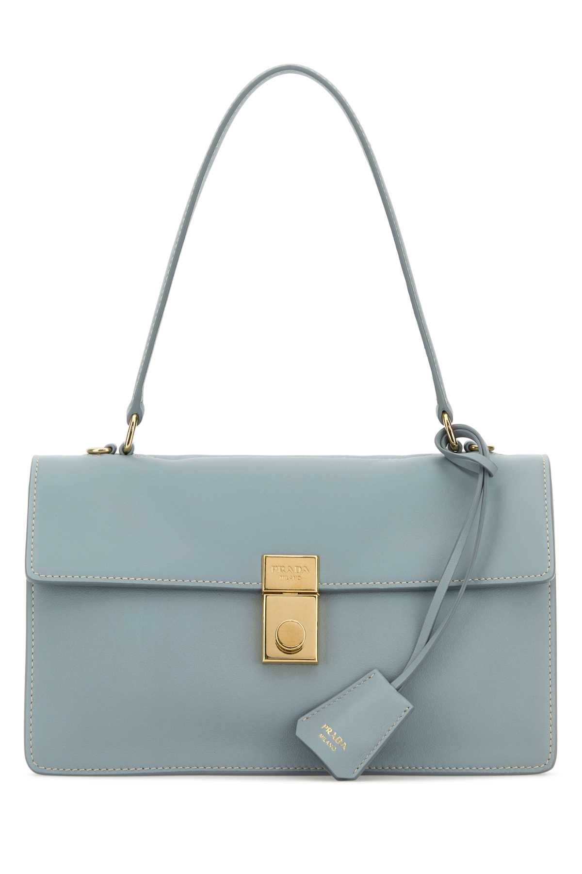 Prada Leather Structured Handbag Gold-tone Hardware In Silver