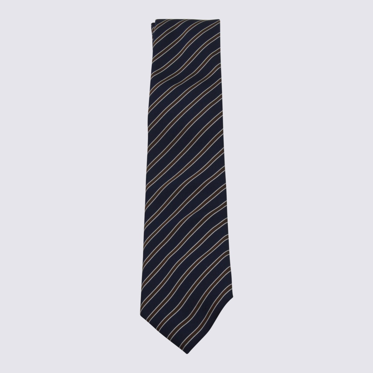 Zegna Diagonal Striped Tie Pointed Shape In Black
