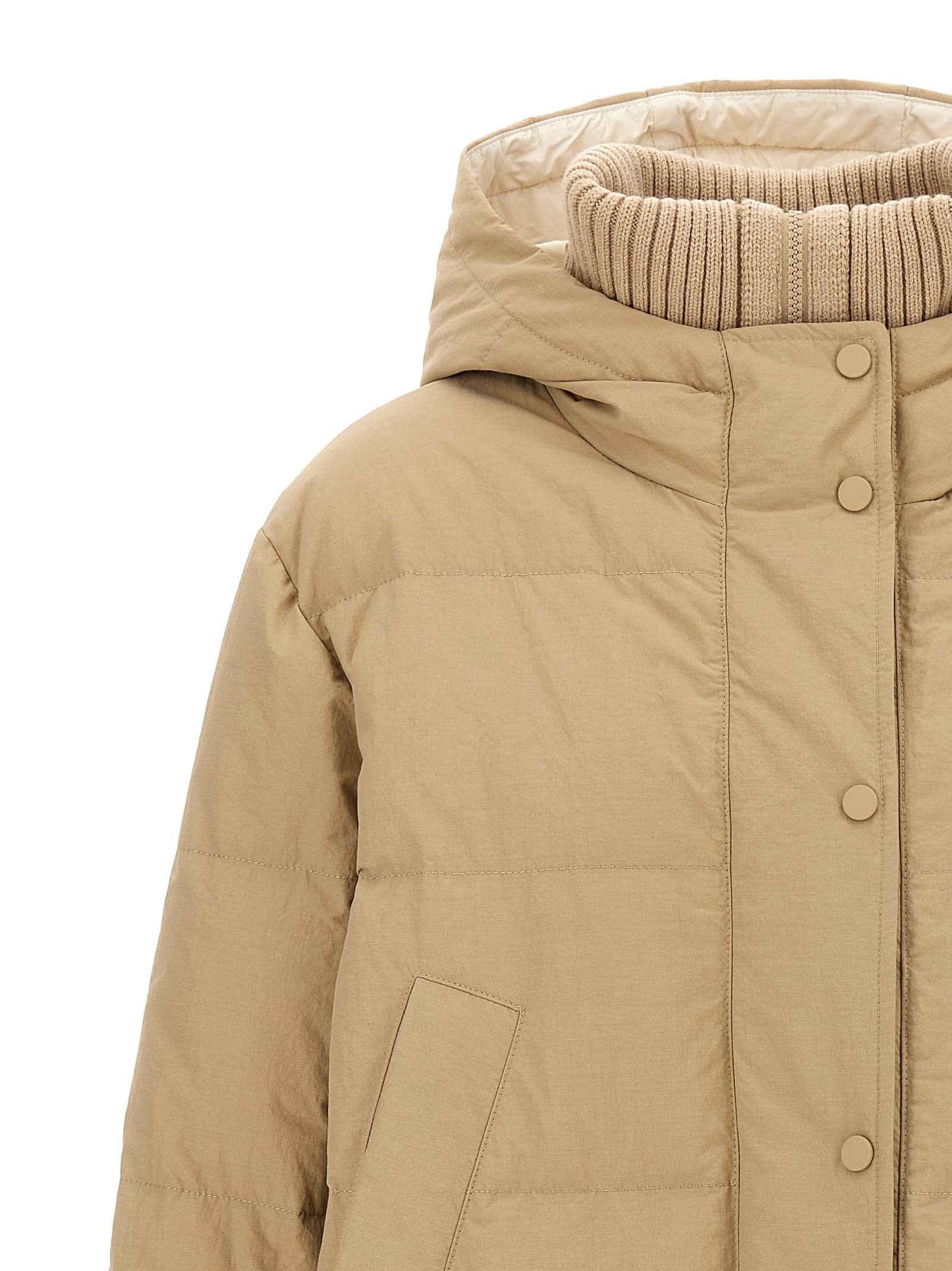 Shop Brunello Cucinelli Nylon Down Jacket In Beige