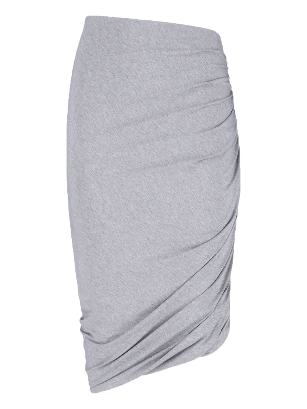 Attico Ruched Knee Length Skirt With Side Gathering In Gray