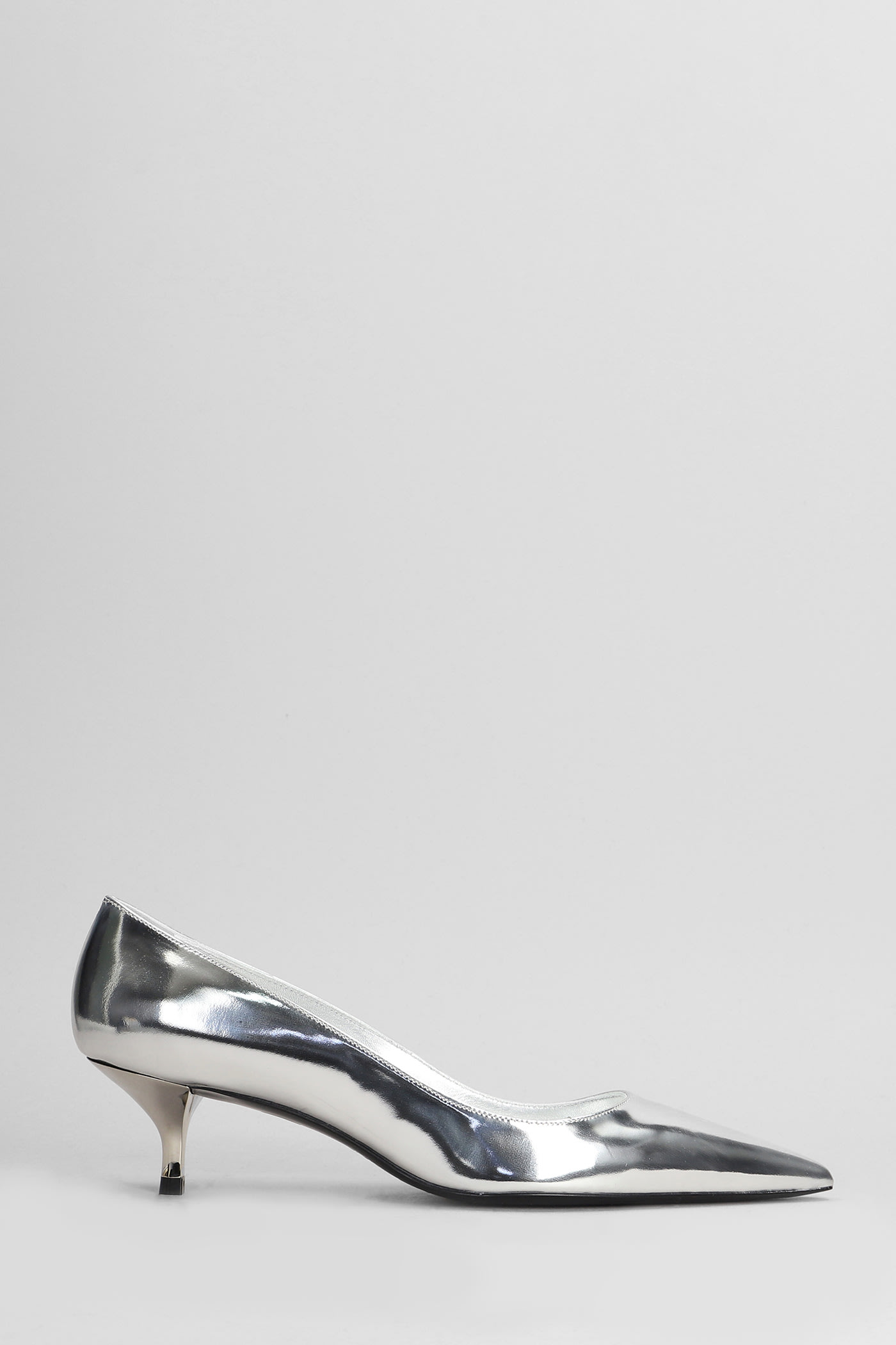 Shop Stuart Weitzman Stuart Kitten Pumps In Silver Patent Leather