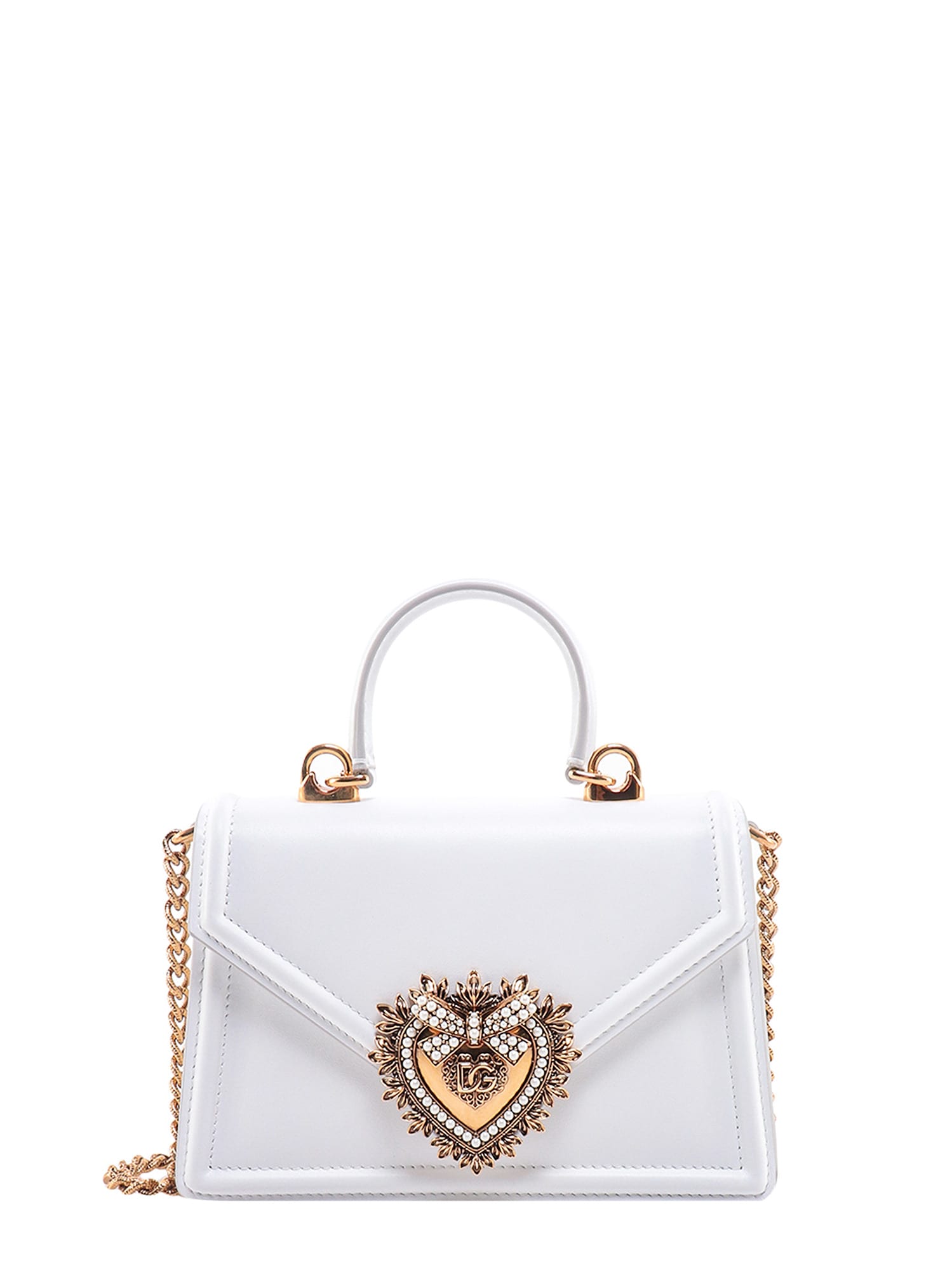 Shop Dolce & Gabbana Small Devotion Bag Shoulder Bag In White