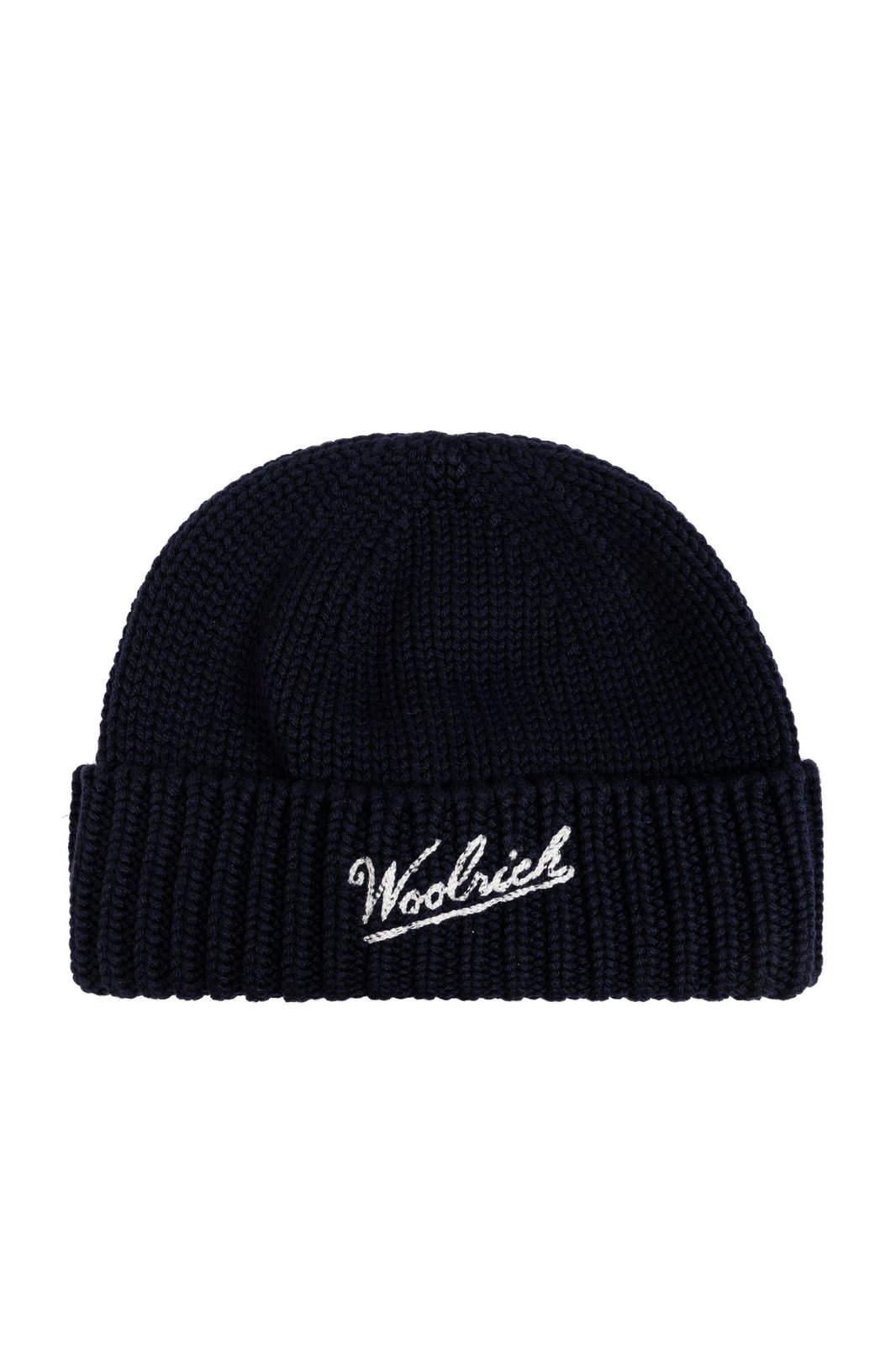 Woolrich Logo Intarsia Knit Beanie In Blue