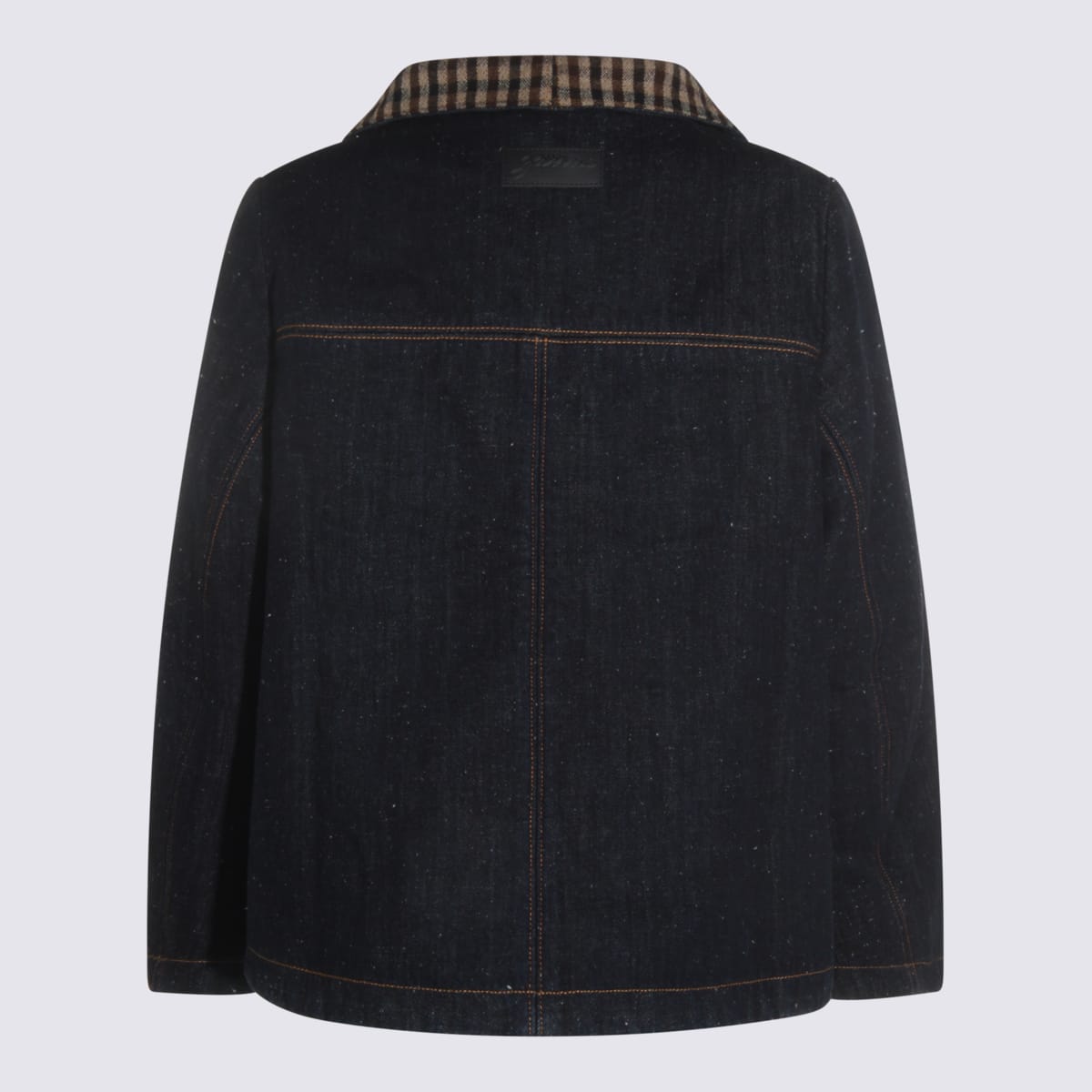 Ganni Bonded Denim Jacket Stitch Detailing In Black