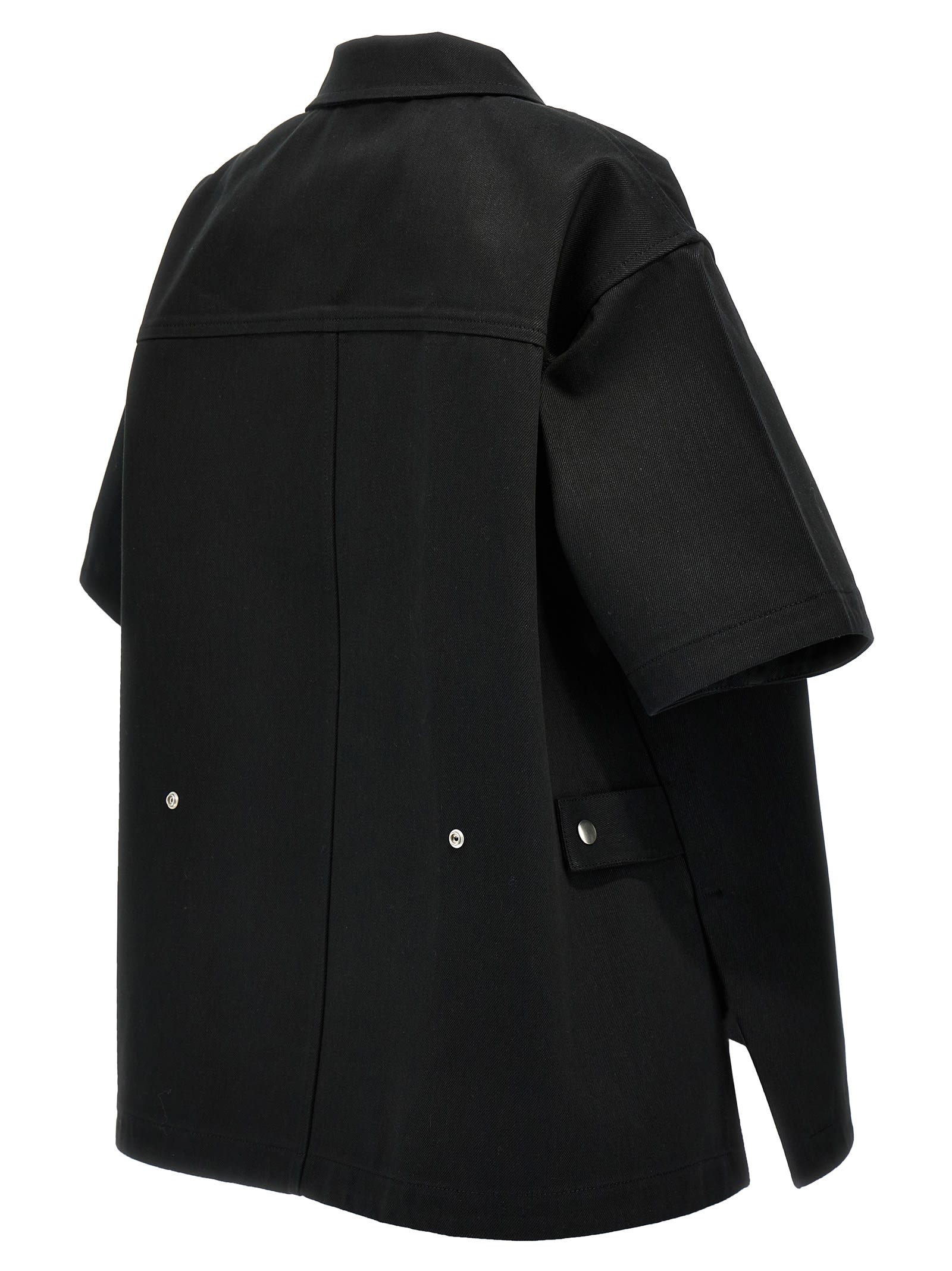 Jil Sander Short Sleeve Denim Shirt With Collared Neck In Black