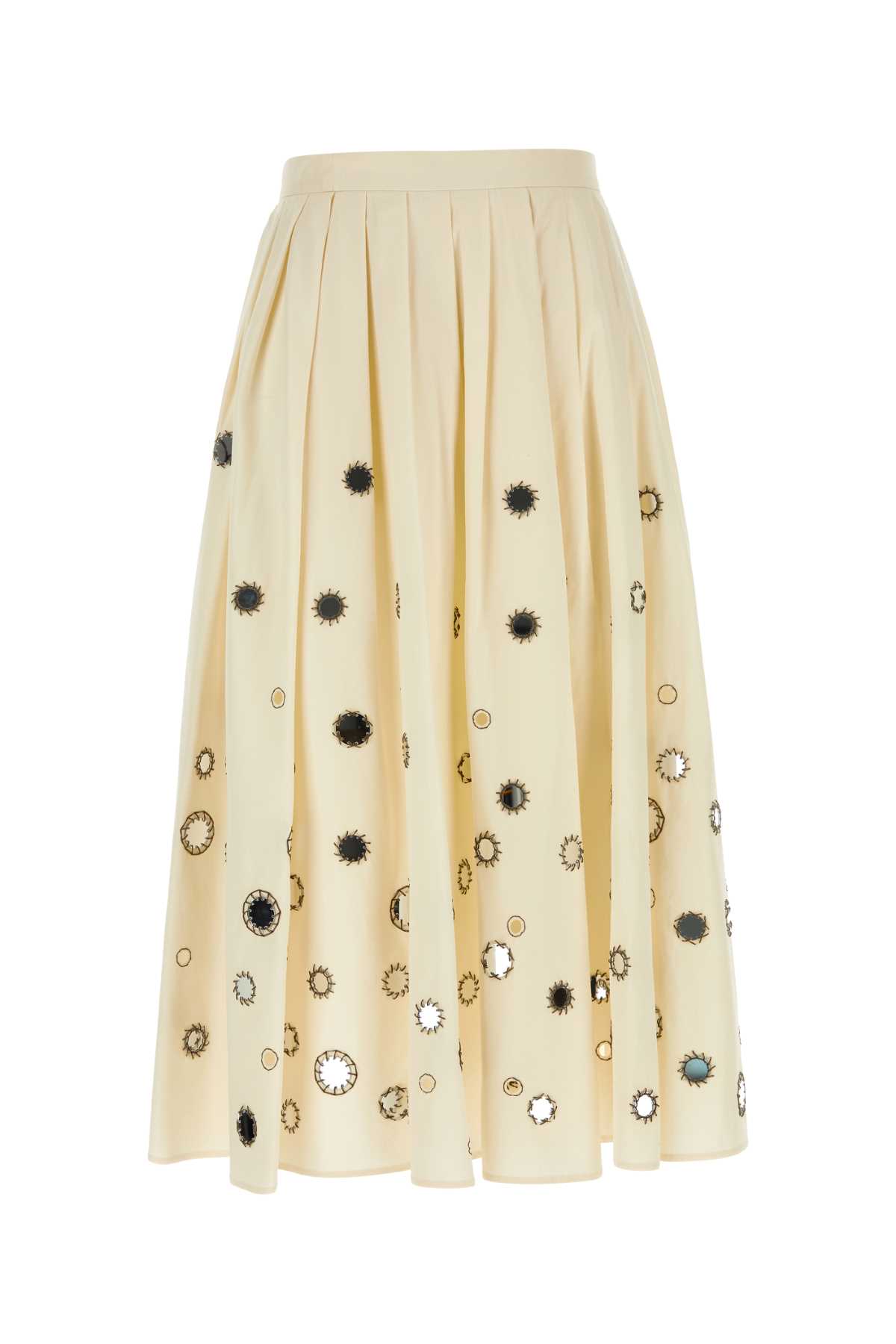 Shop Prada Cream Cotton Skirt In Naturale