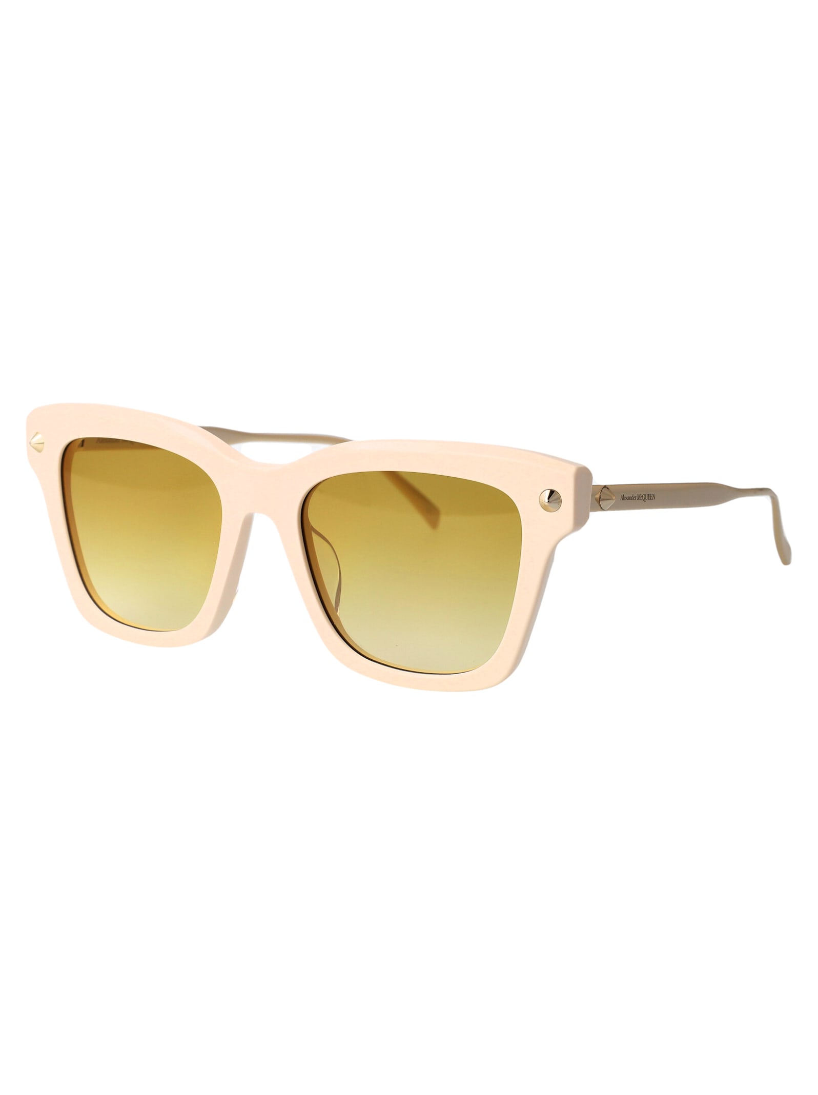 Alexander Mcqueen Ch0259s Rectangle Acetate Sunglasses In Ivory-gold-yellow