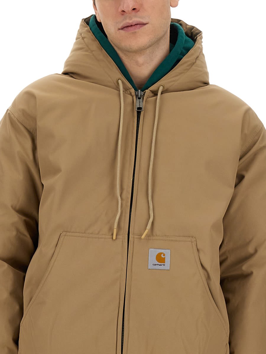 Shop Carhartt Jacket With Logo In Beige