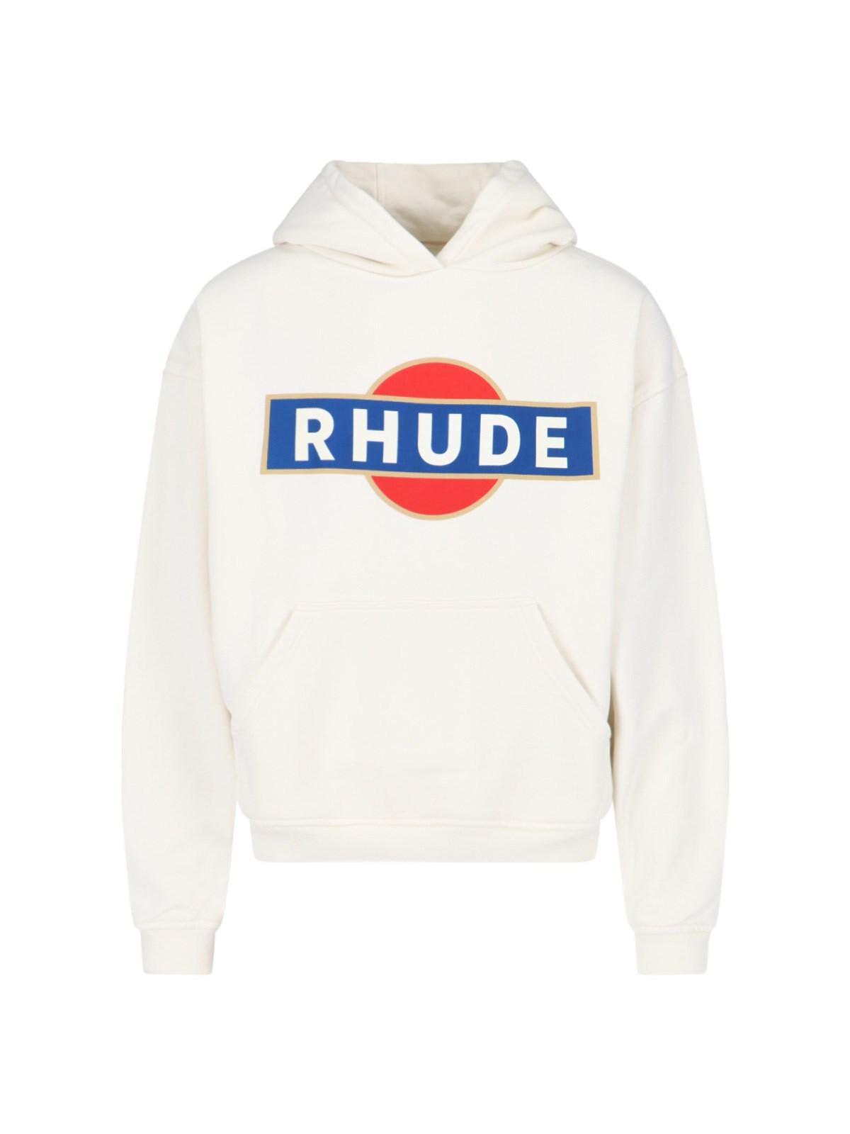 Shop Rhude Vintage Racer Hoodie In White