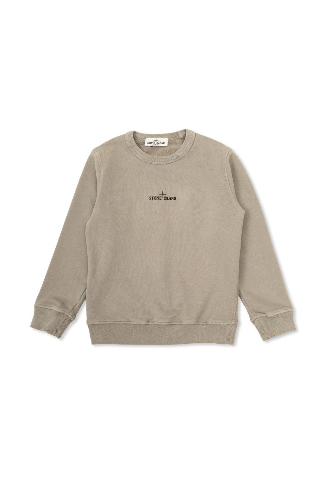 Stone Island Logo Printed Jersey Sweatshirt In Dust