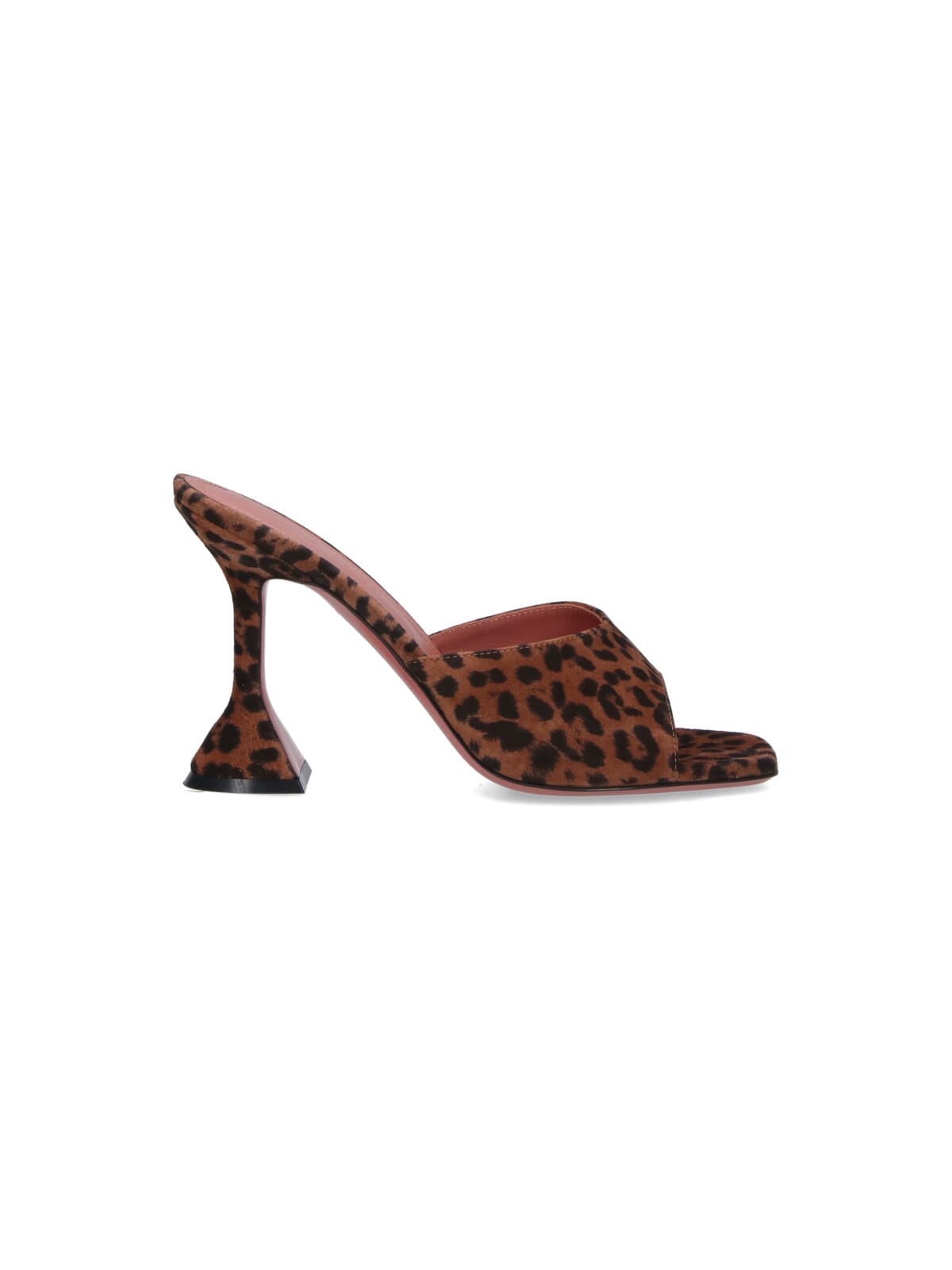 Amina Muaddi Leopard Print Suede High-heeled Mules In Brown