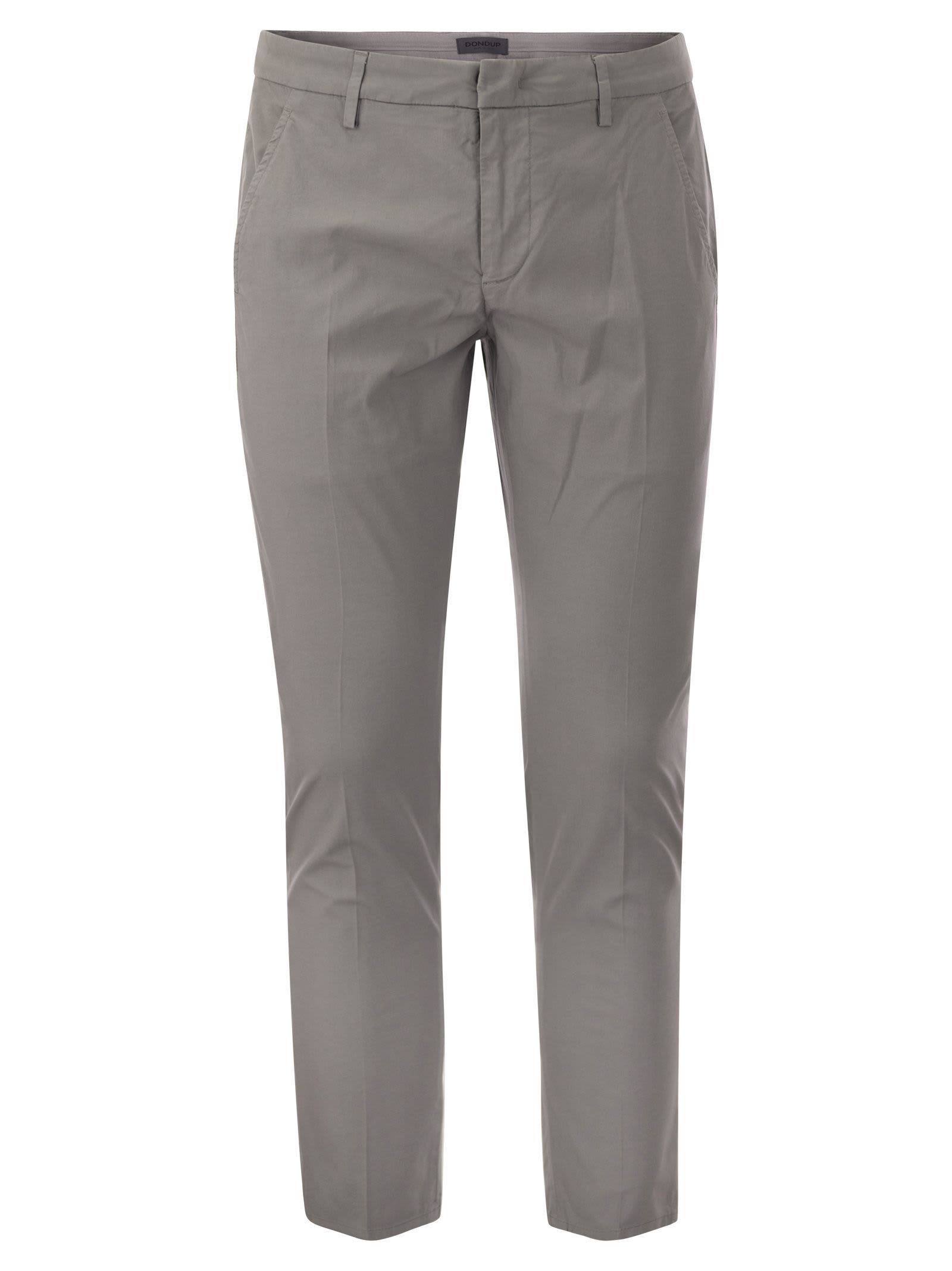 Shop Dondup Alfredo - Slim-fit Cotton Trousers In Grey