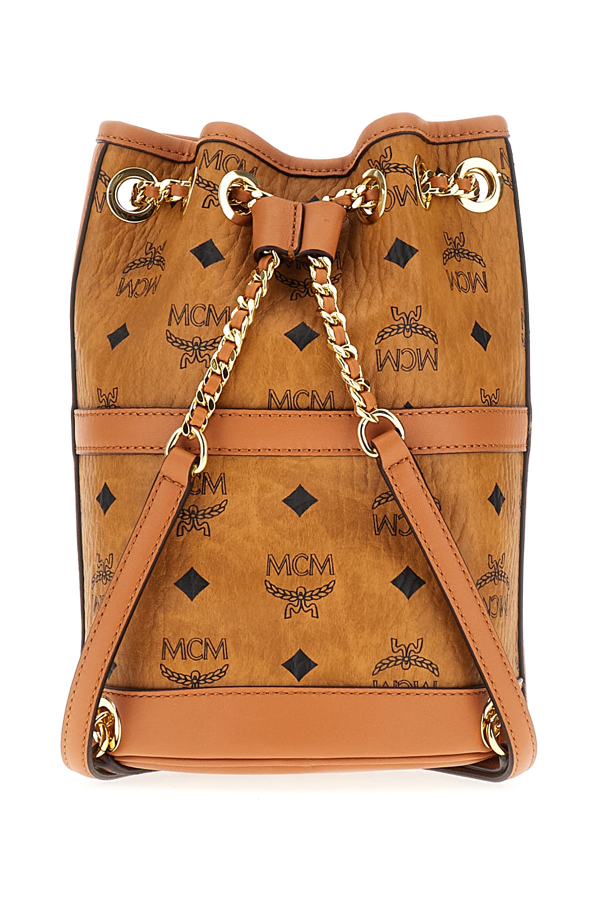 Mcm Printed Synthetic Leather Aren Chain Bucket Bag In Co