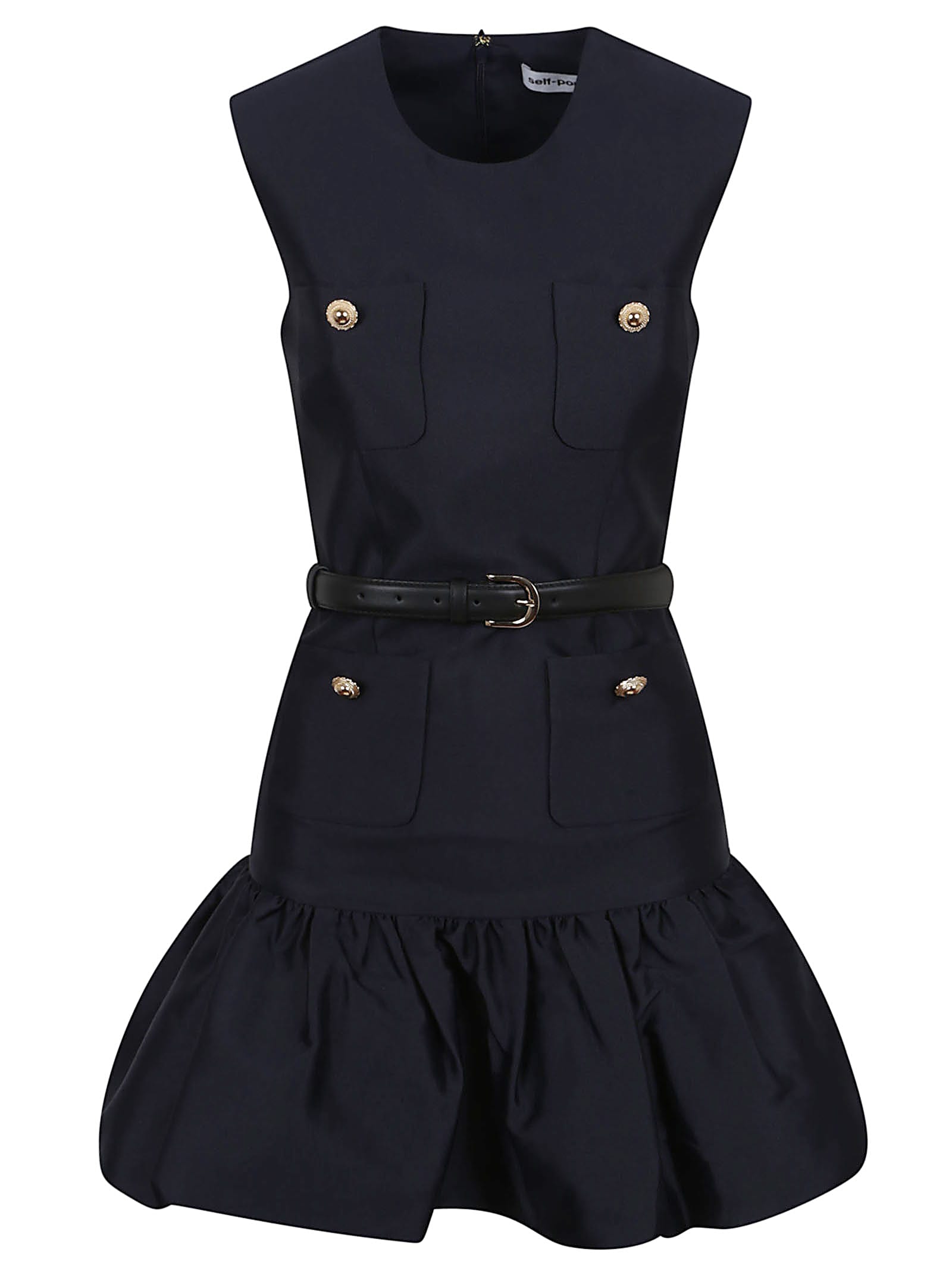 Self-portrait Taffeta Mini Dress With Puffed Skirt In Gold