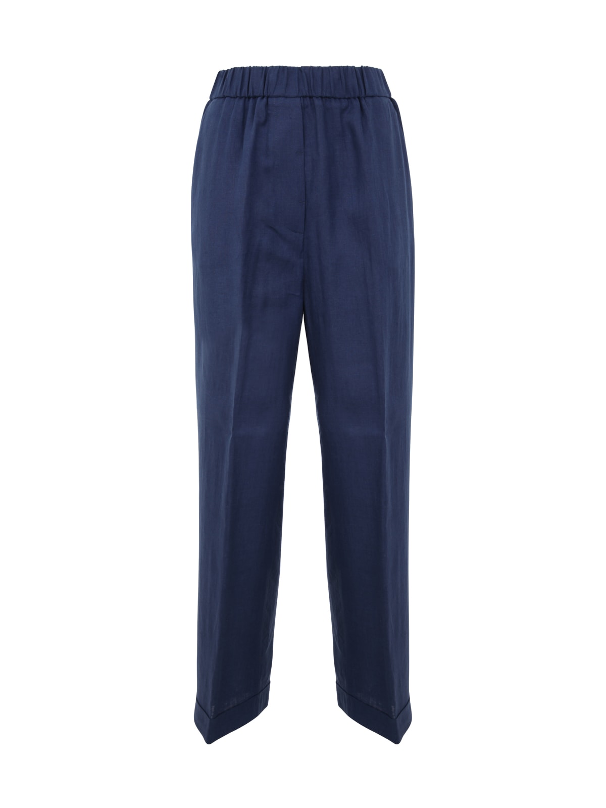 Shop Peserico Elastic Regular Trousers In Ink Blue