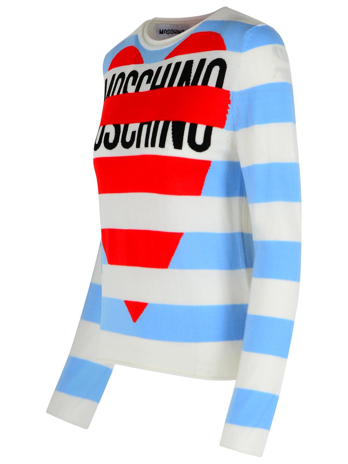 Moschino Jeans Multicolor Virgin Wool Sweater In Blue