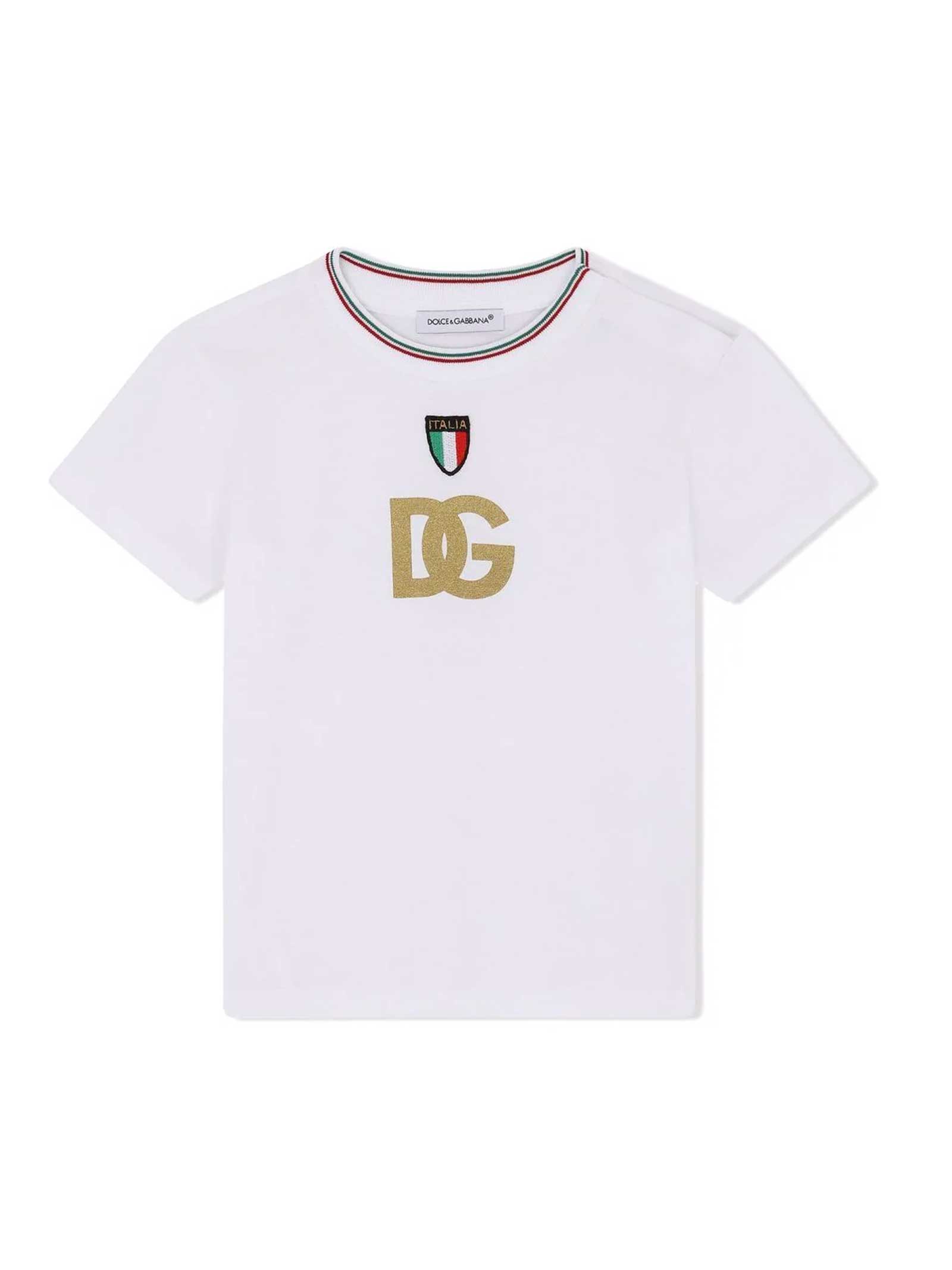 Dolce & Gabbana White T-shirt With Italia Applications Dolce & gabbana Kids
