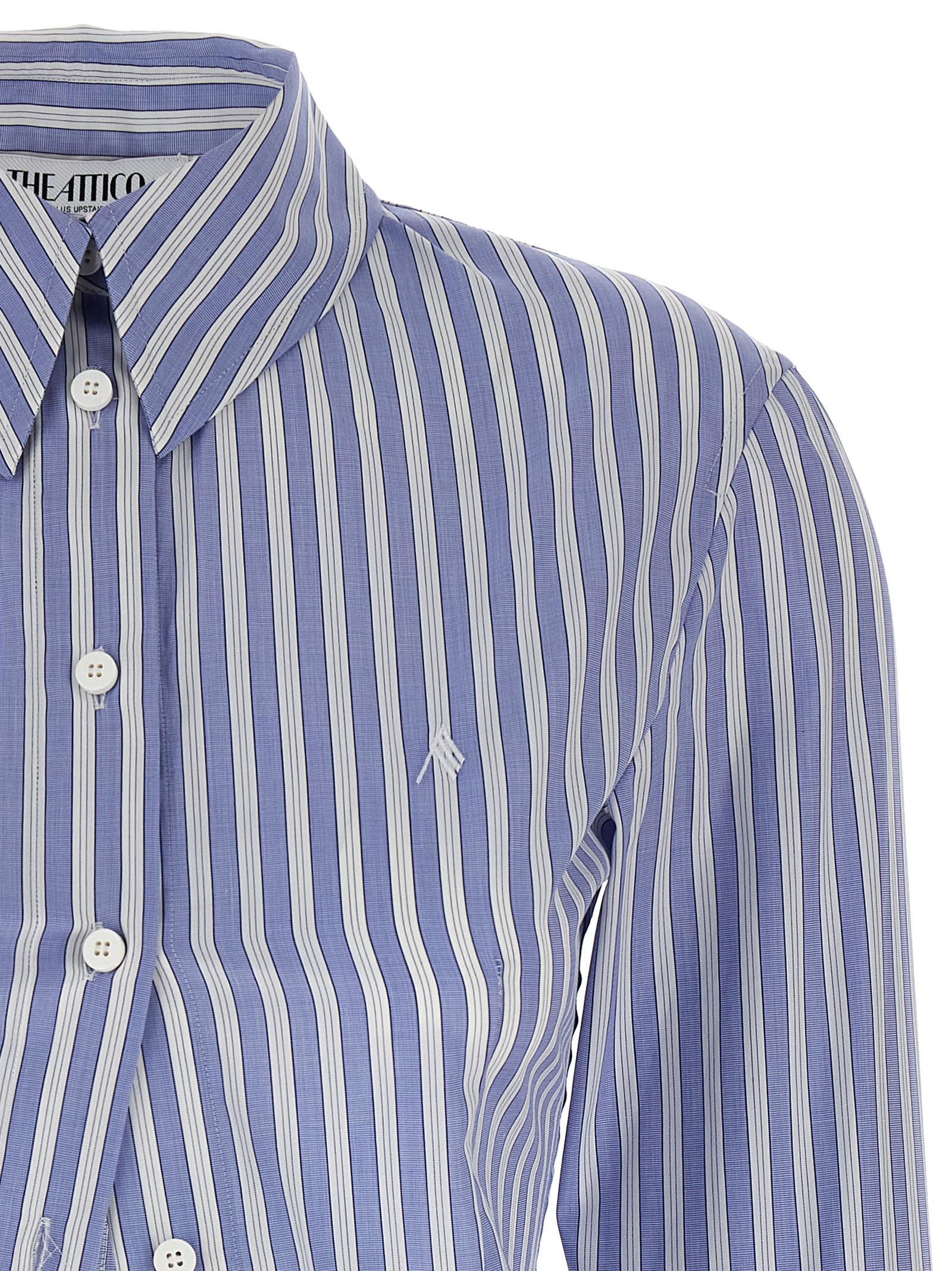 Attico Striped Shirt With Cuffed Long Sleeves
