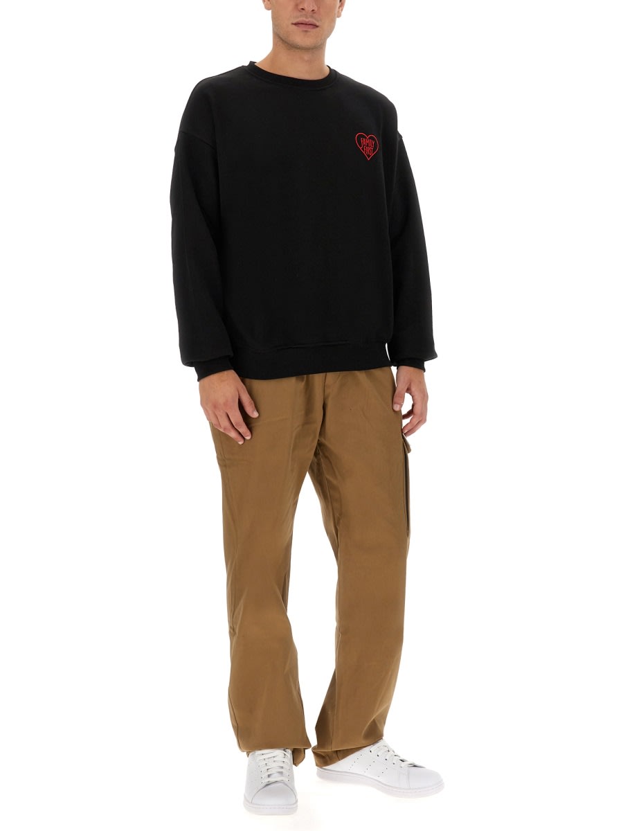 Family First Sweatshirt With Heart Embroidery In Black