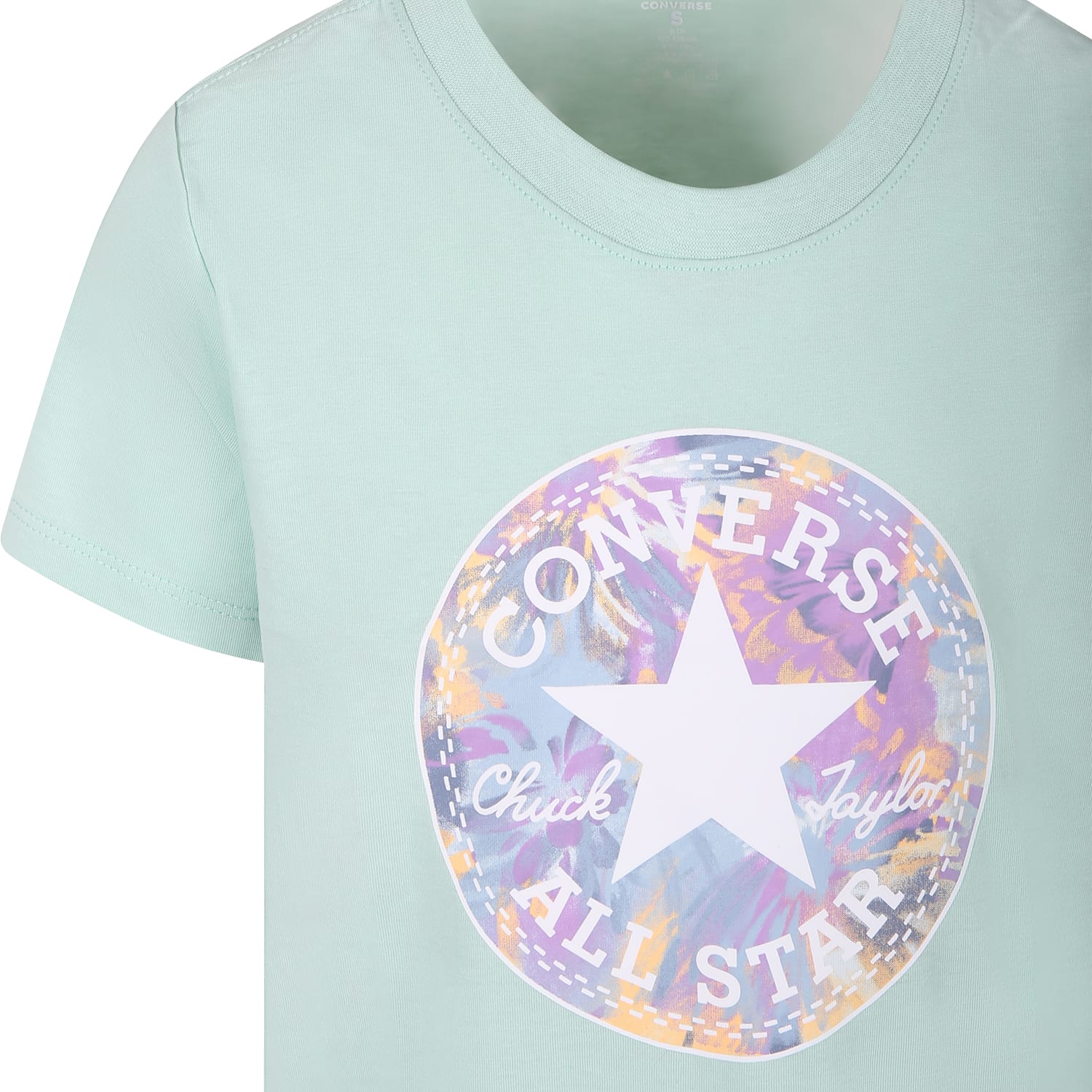 Shop Converse Green T-shirt For Girl With Logo Print