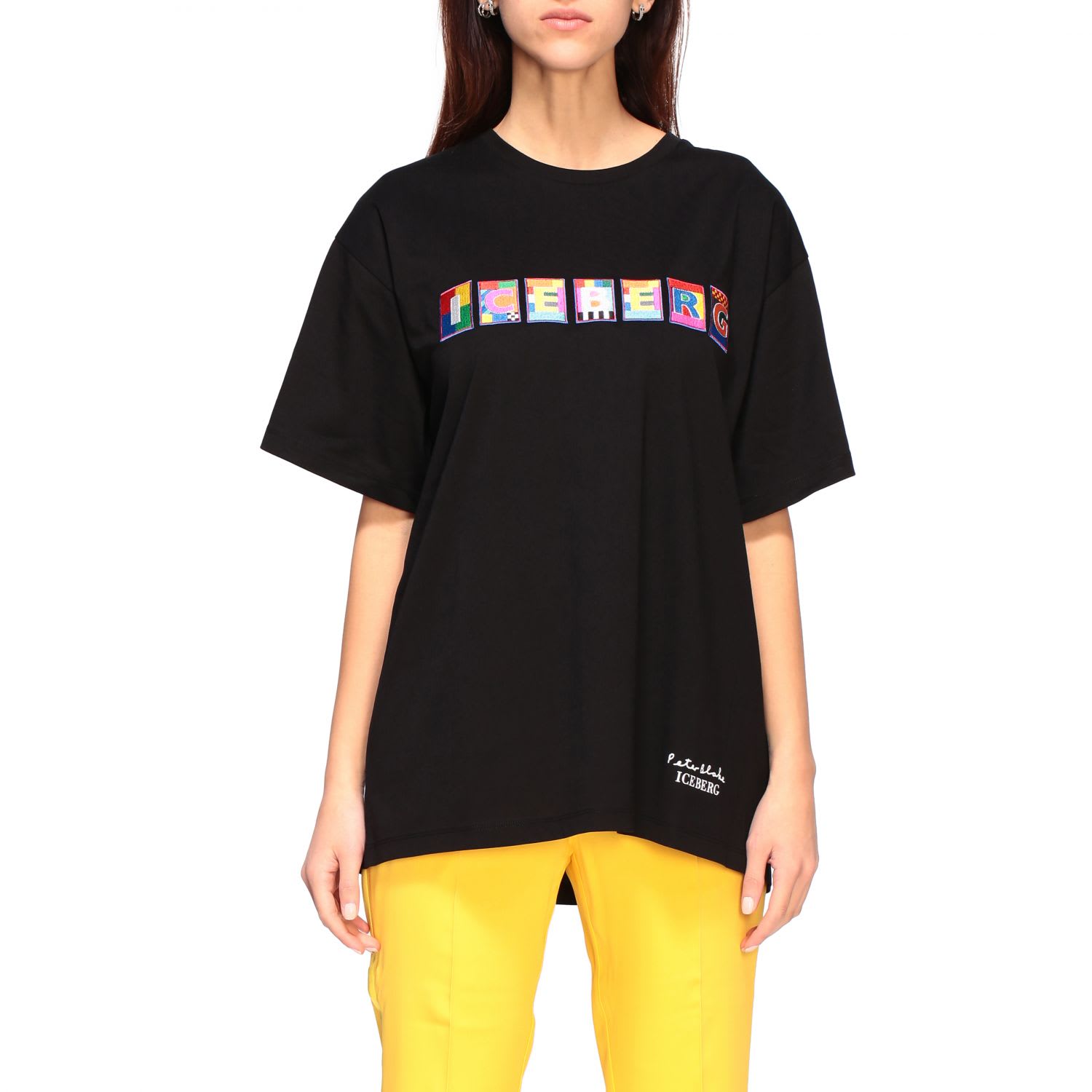 ICEBERG X PETER BLAKE T-SHIRT WITH MULTIcolour LOGO PATCH,11219784
