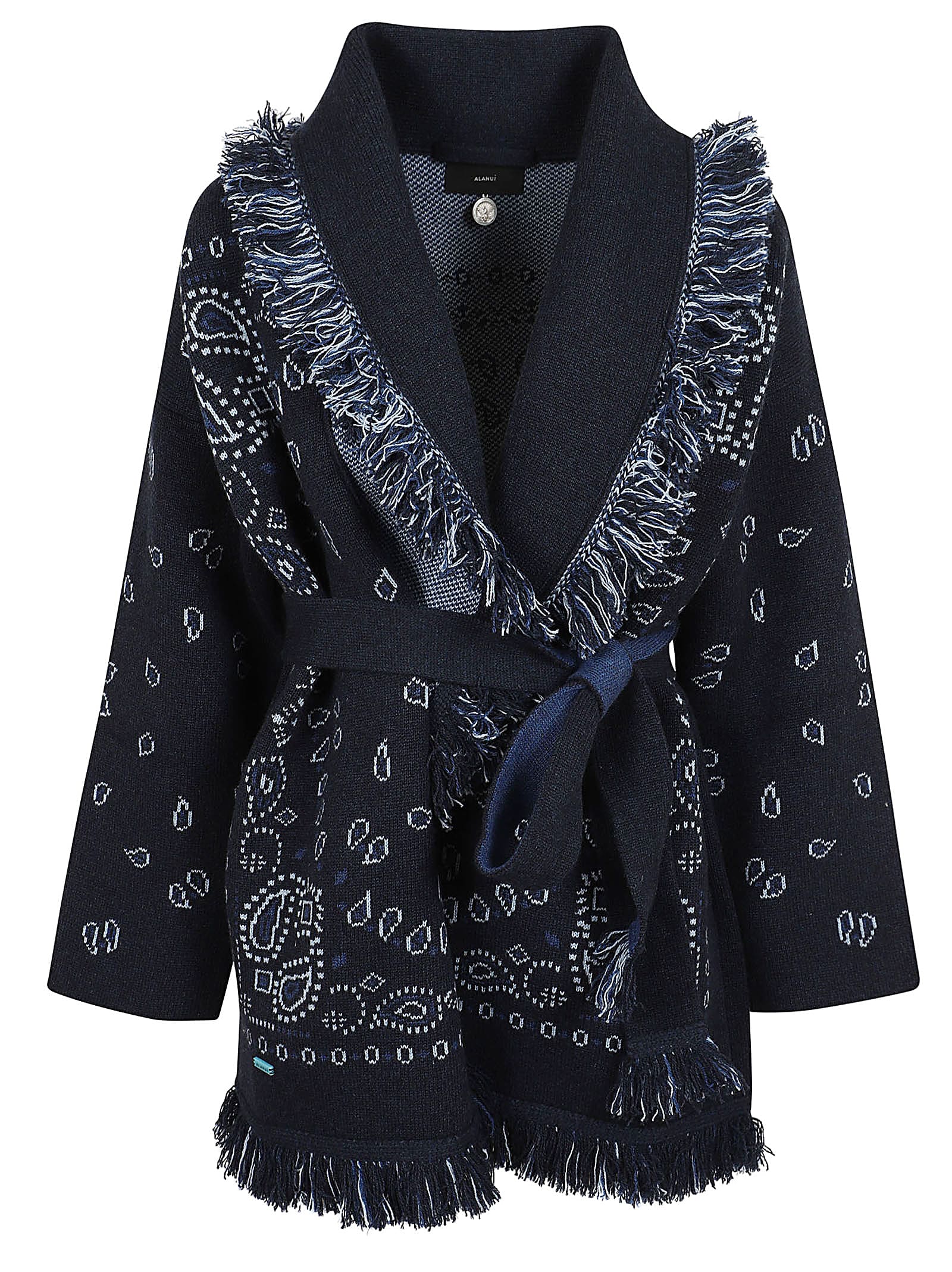 Alanui Bandana Jacquard Cardigan In Blue