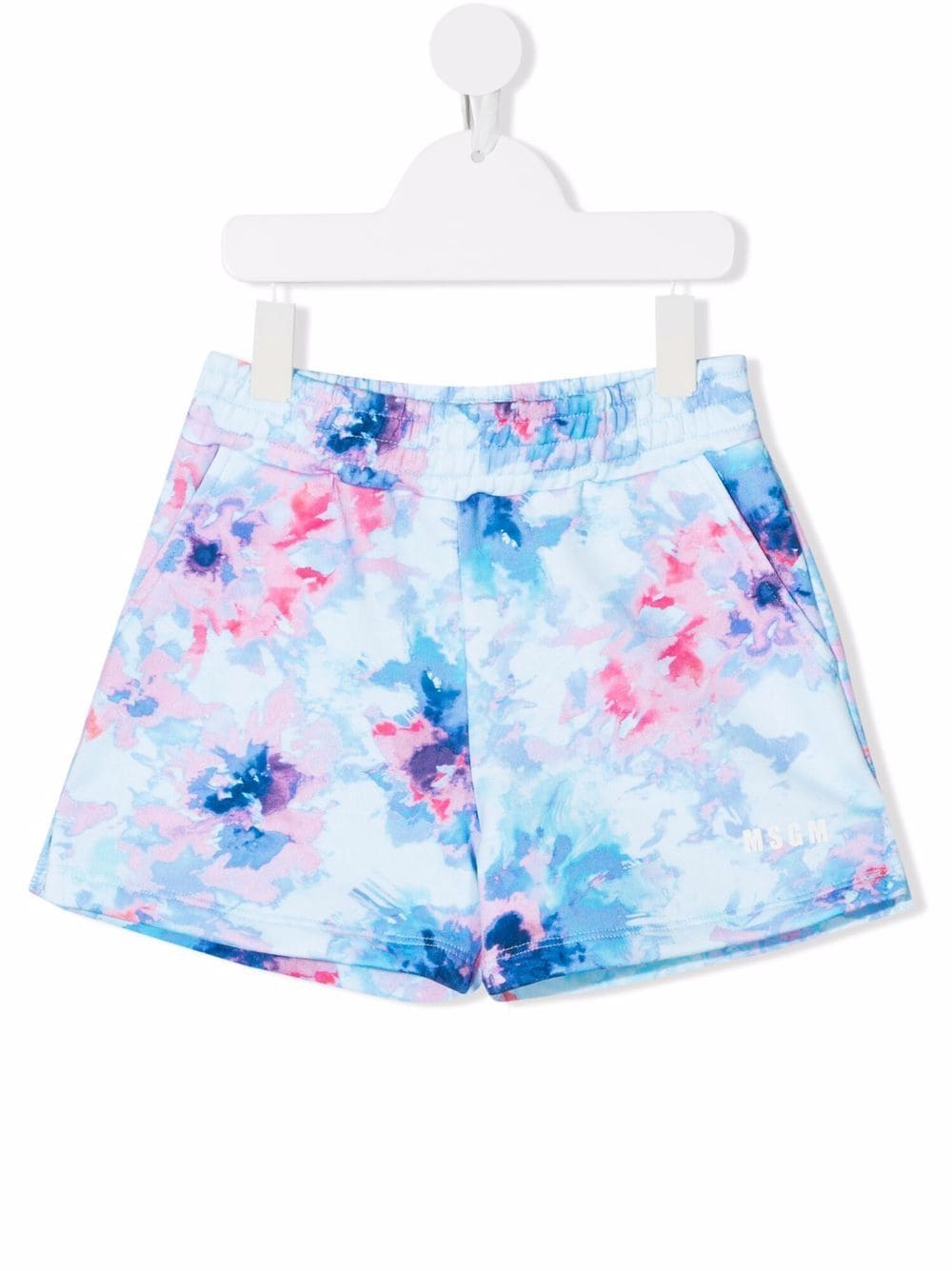 MSGM Kids Sports Shorts In Cotton With Tie-dye Print