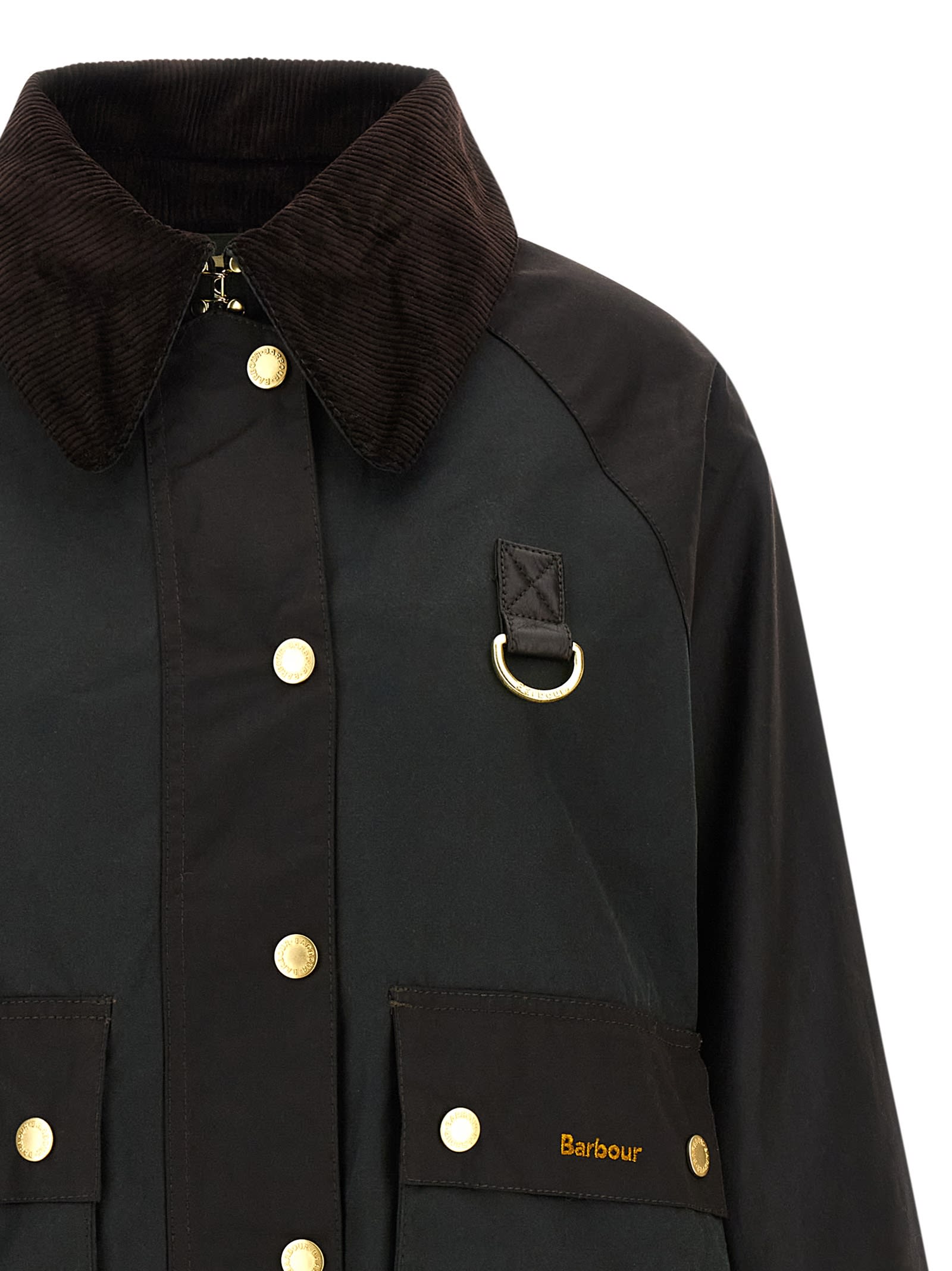 Barbour Reighton Waxed Cotton Jacket In Green