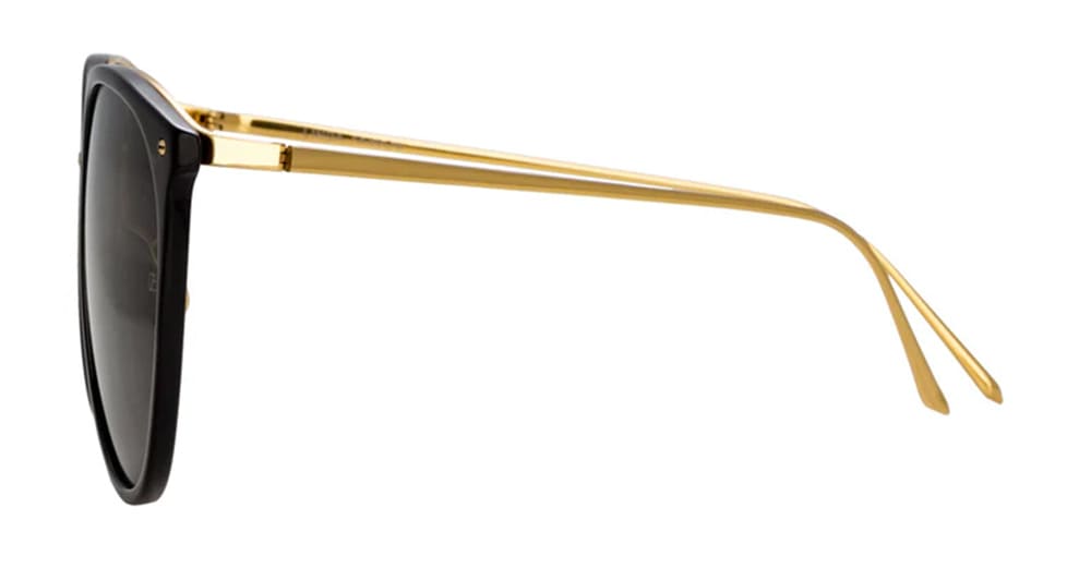 Linda Farrow Kings - Black / Yellow Gold Sunglasses In Black